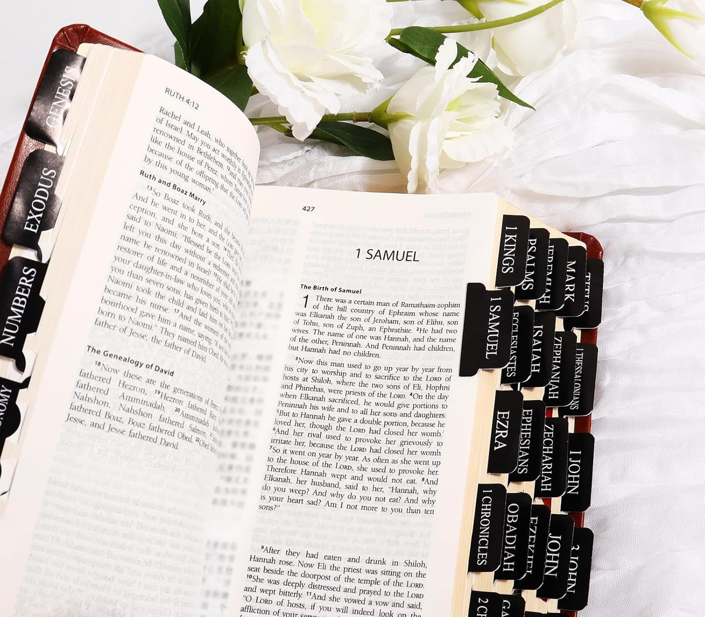 Black Bible Tabs for Men - Paper Index Tabs for Scripture Study & Chapter Markers, 66 Bible Tabs Old and New Testament and 24 Blank Custom Tabs