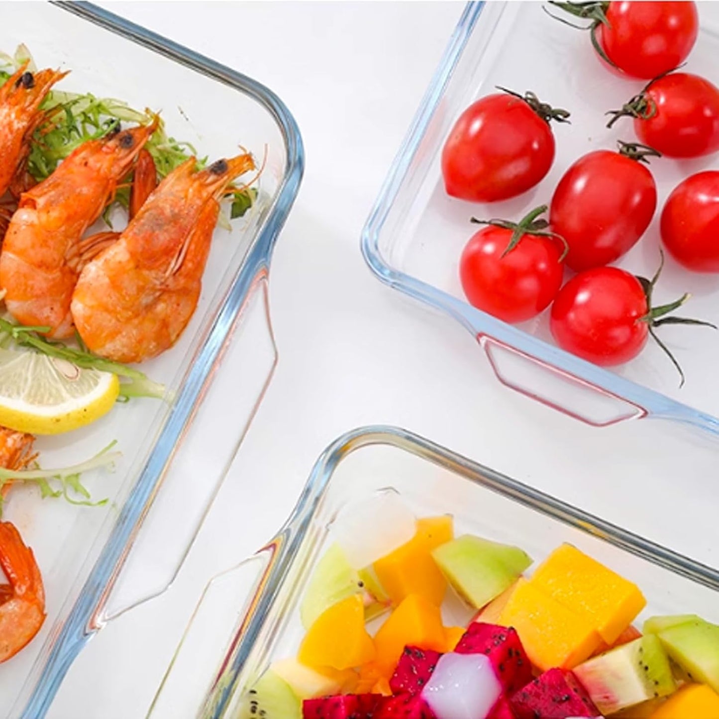 Glass Square Baking Dish Individual Portion Baking Pan for Oven Microwave Square Egg, Clear Prep Bowls with Handle (Transparent, 6")