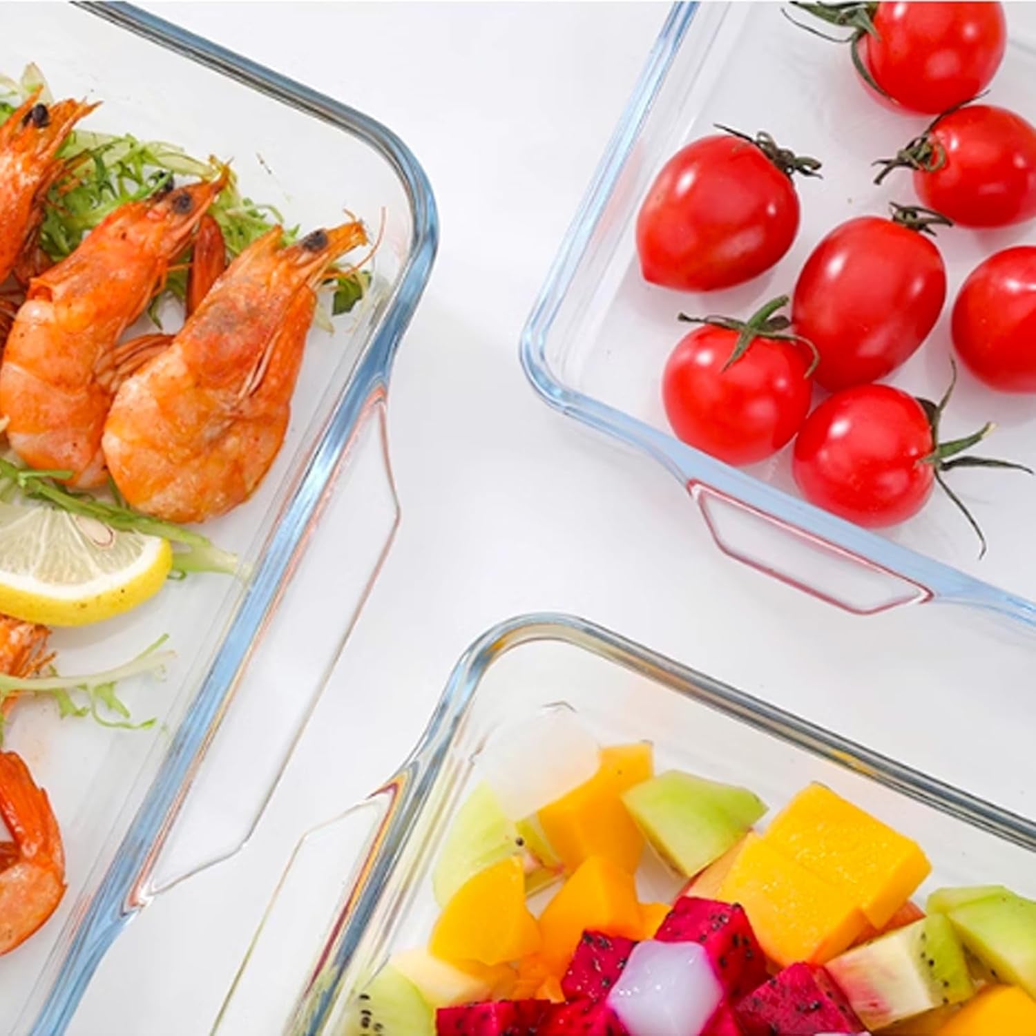 Glass Square Baking Dish Individual Portion Baking Pan for Oven Microwave Square Egg, Clear Prep Bowls with Handle (Transparent, 6")