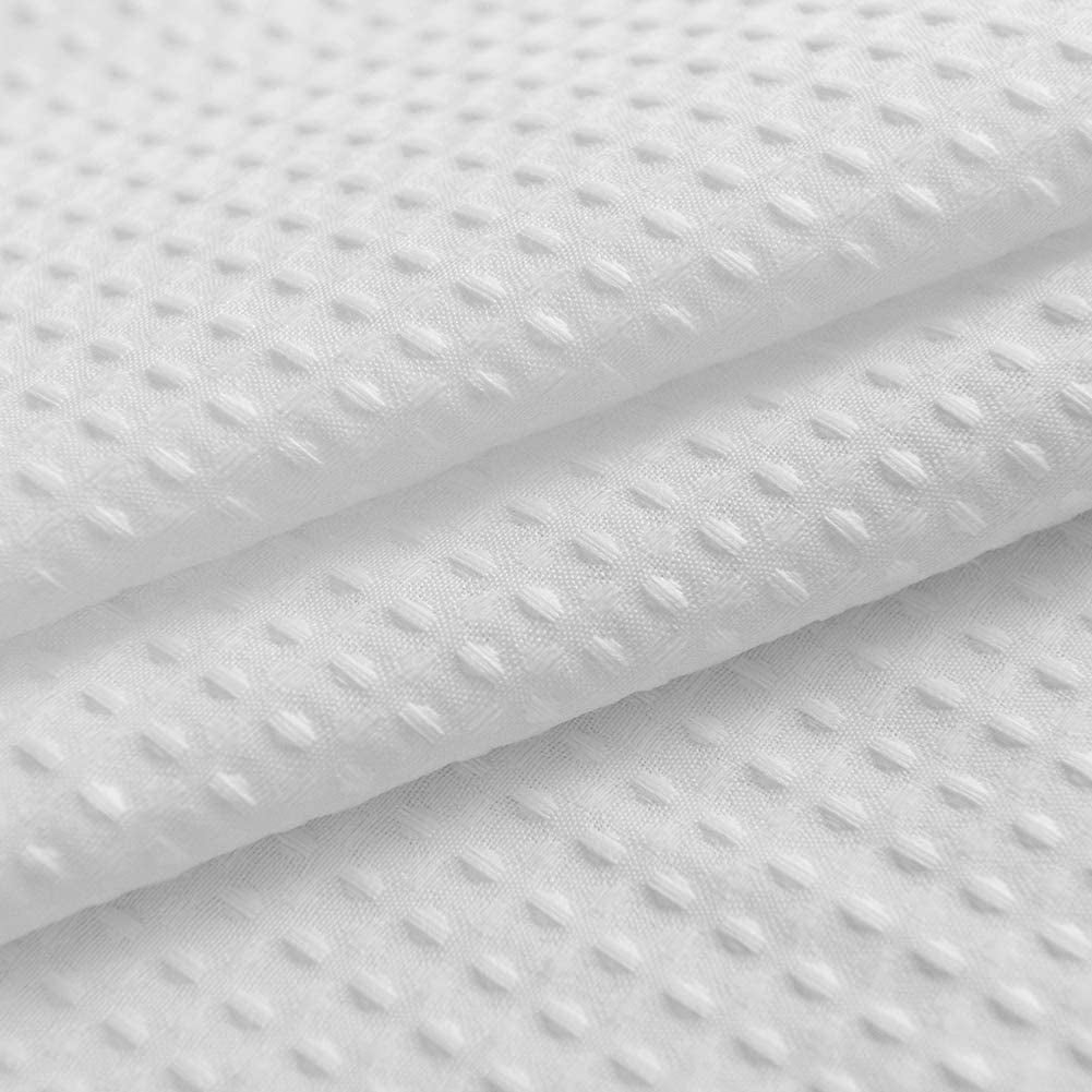 Waffle Weave Stall Fabric Shower Curtain 32 Inches Narrow Size, Hotel Luxury Spa, 230 GSM Heavy Duty, Water Repellent, White Spa Pique Pattern Decorative Bathroom Curtain, 32X72