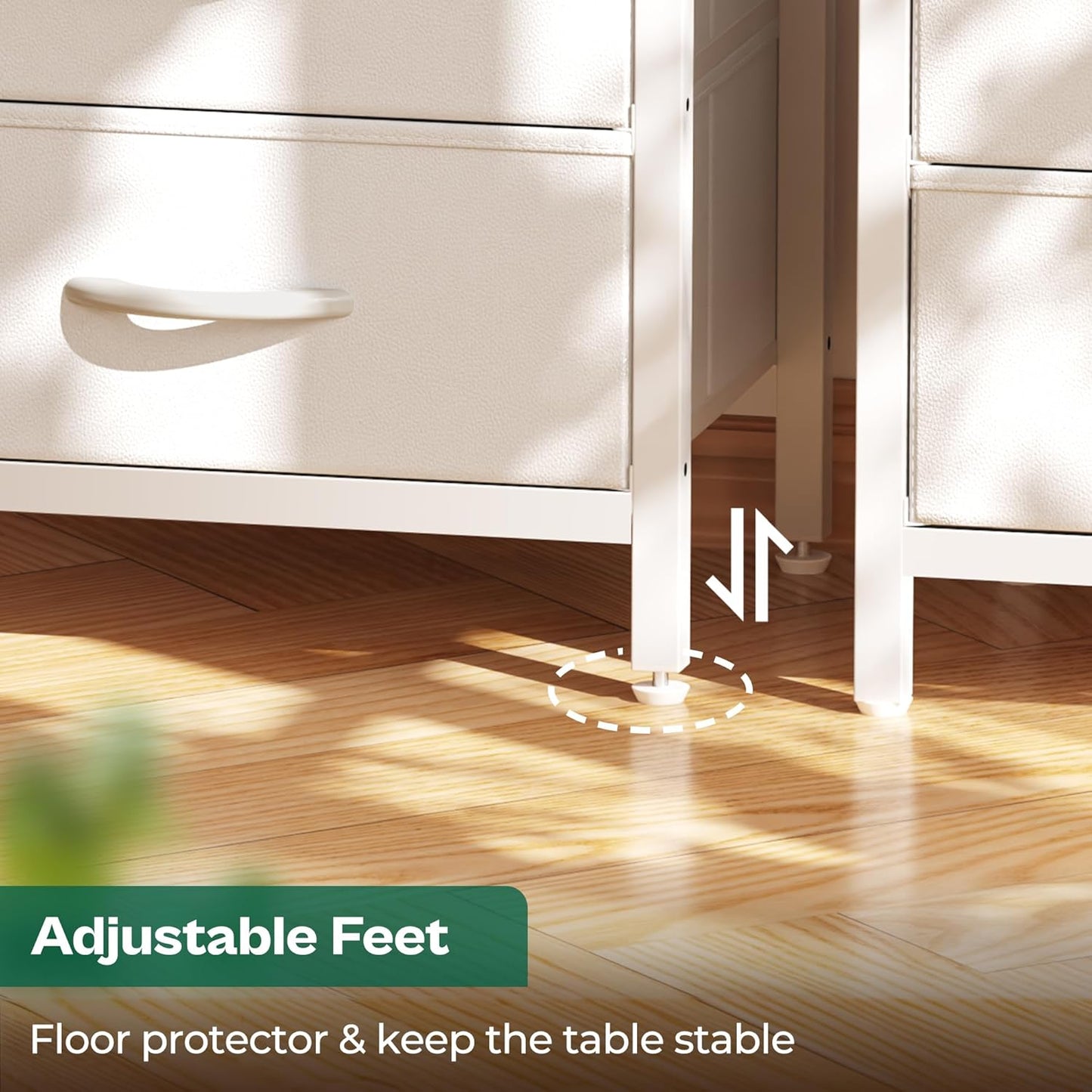 Elegant Nightstand with Integrated Charging Station, Fabric Drawers, Open Shelf, USB Ports, and Outlets - White Finish