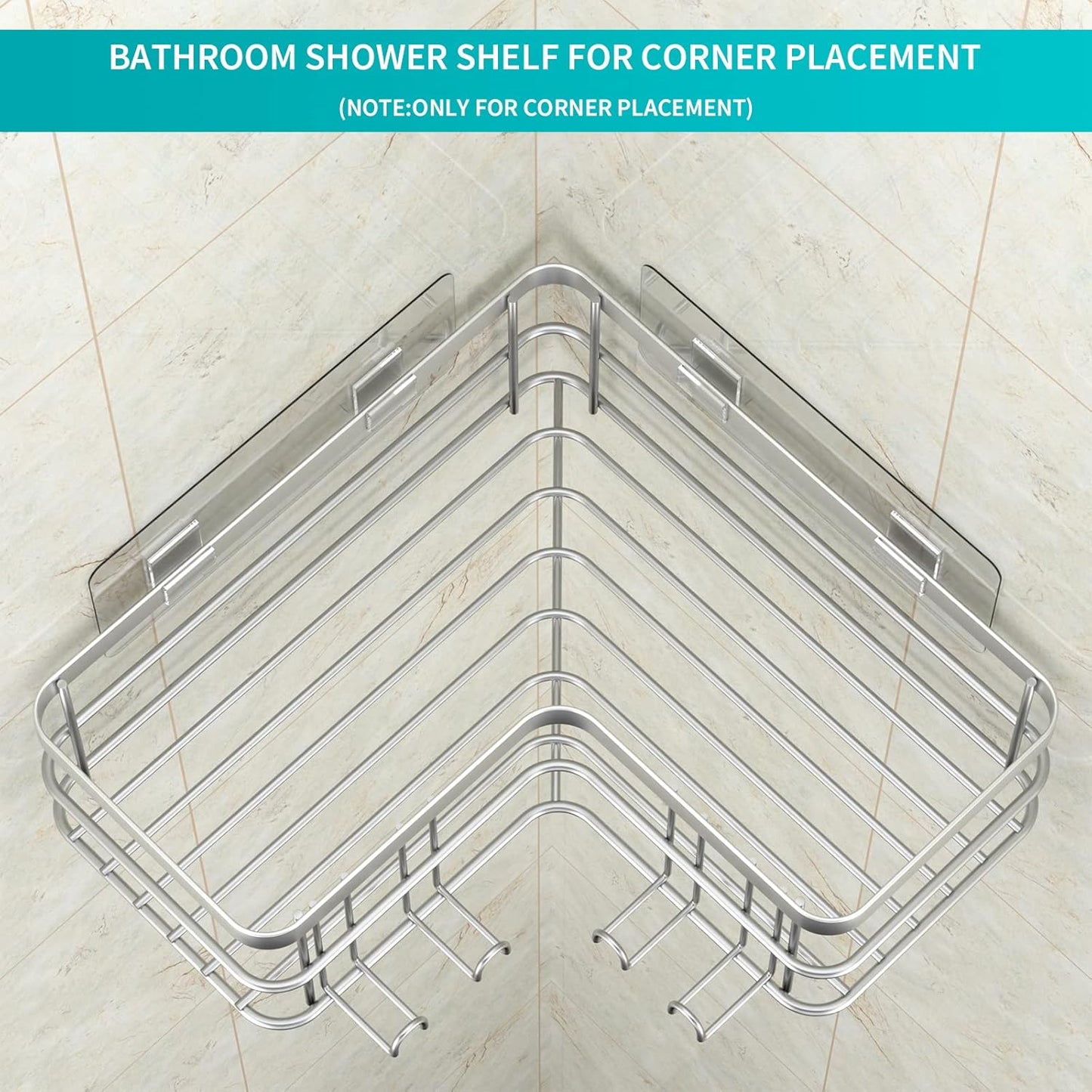 Shower Caddy 2-Pack, No Drilling Shower Organizer Corner Shelf for Bathroom Tub, Stainless Steel Shower Caddy Corner Shelf for Bathroom Kitchen(Silver)
