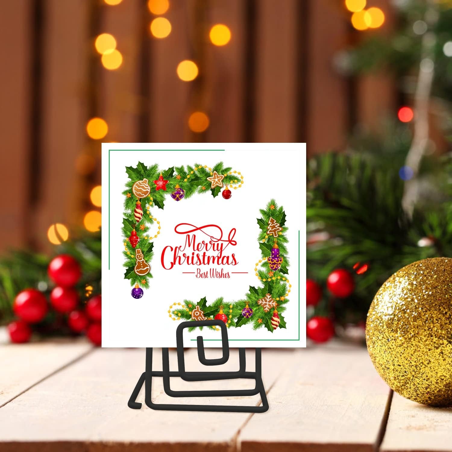 26Pcs Square Place Card Holder Stand - Metallic Table Number Holders, Mini Card Stands for Menu Memo Clip, Wedding, Party, Birthday (Black)