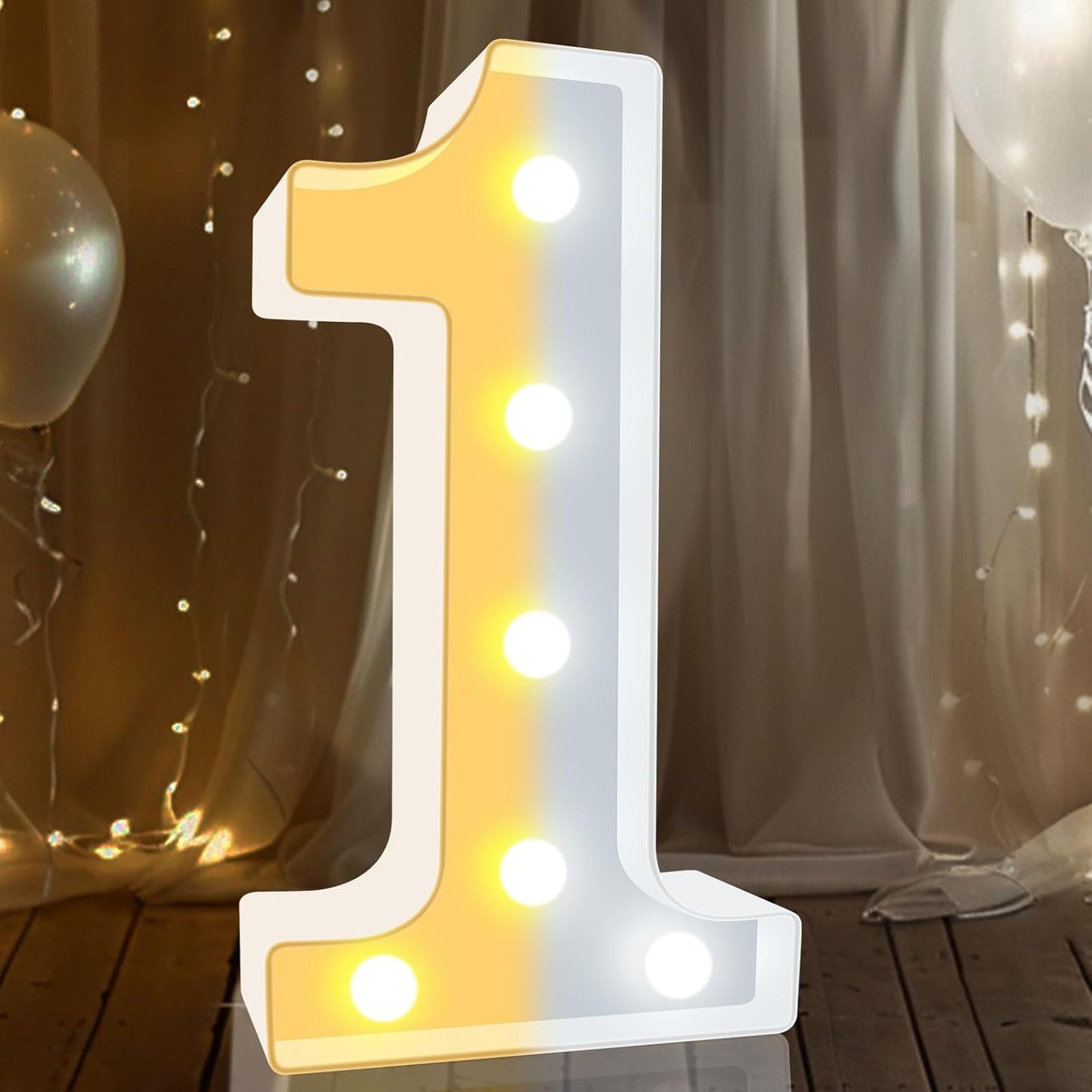 LED Light up Numbers, Warm White and Cool White Decorative Lighted Marquee Numbers, Light up Numbers for 1St Birthday, Boys Girls, Party, Wedding, Bar, Night Light, Room Decor, Number 1