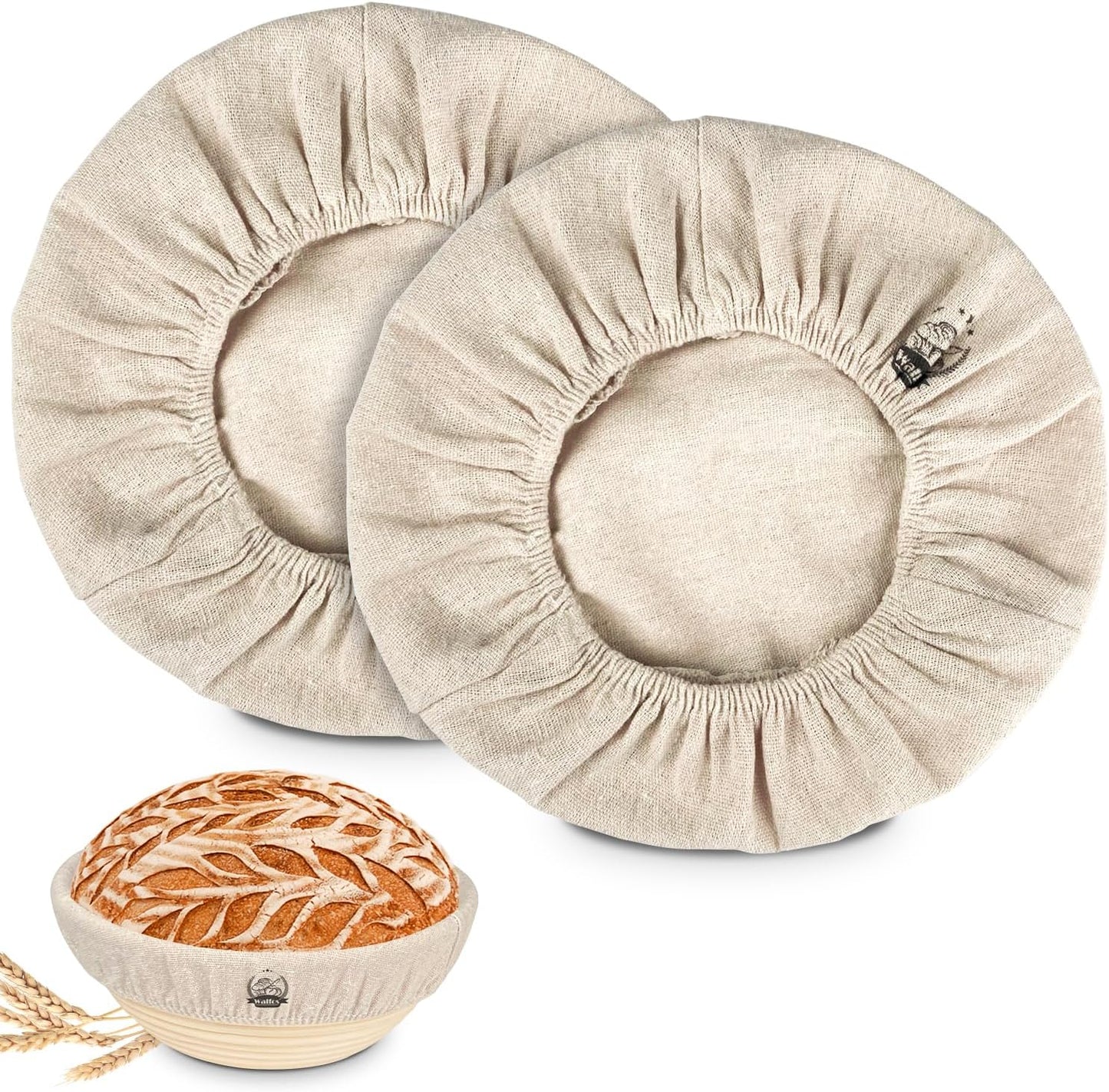 Bread Basket Liner Cloth, 9 Inch round Bread Proofing Basket Cloth Liner, Baking Dough Basket Cover Natural Rattan Banneton Proofing Cloth 2 Packs