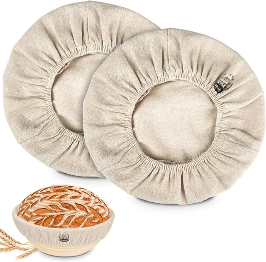 Bread Basket Liner Cloth, 9 Inch round Bread Proofing Basket Cloth Liner, Baking Dough Basket Cover Natural Rattan Banneton Proofing Cloth 2 Packs