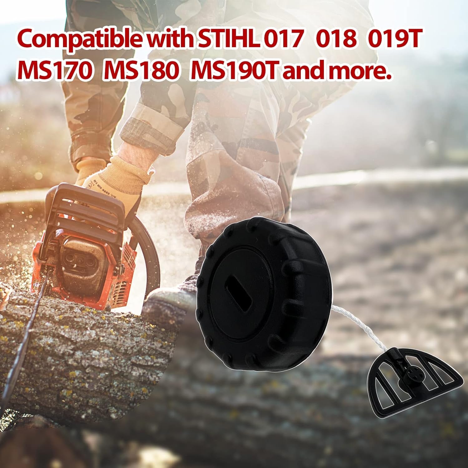 2 Pieces Fuel Tank Gas Cap Oil Filler Cap Replacement for STIHL Chainsaw 017 017C 018 018C 019T MS170 MS170C MS180 MS180C MS190T MS191T