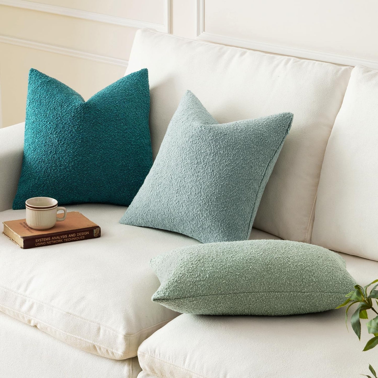 Textured Boucle Lumbar Throw Pillow Cover in Teal - Decorative Soft Cushion Case for Couch, Chair, and Bedroom - 12x20 Inch, Single Pack