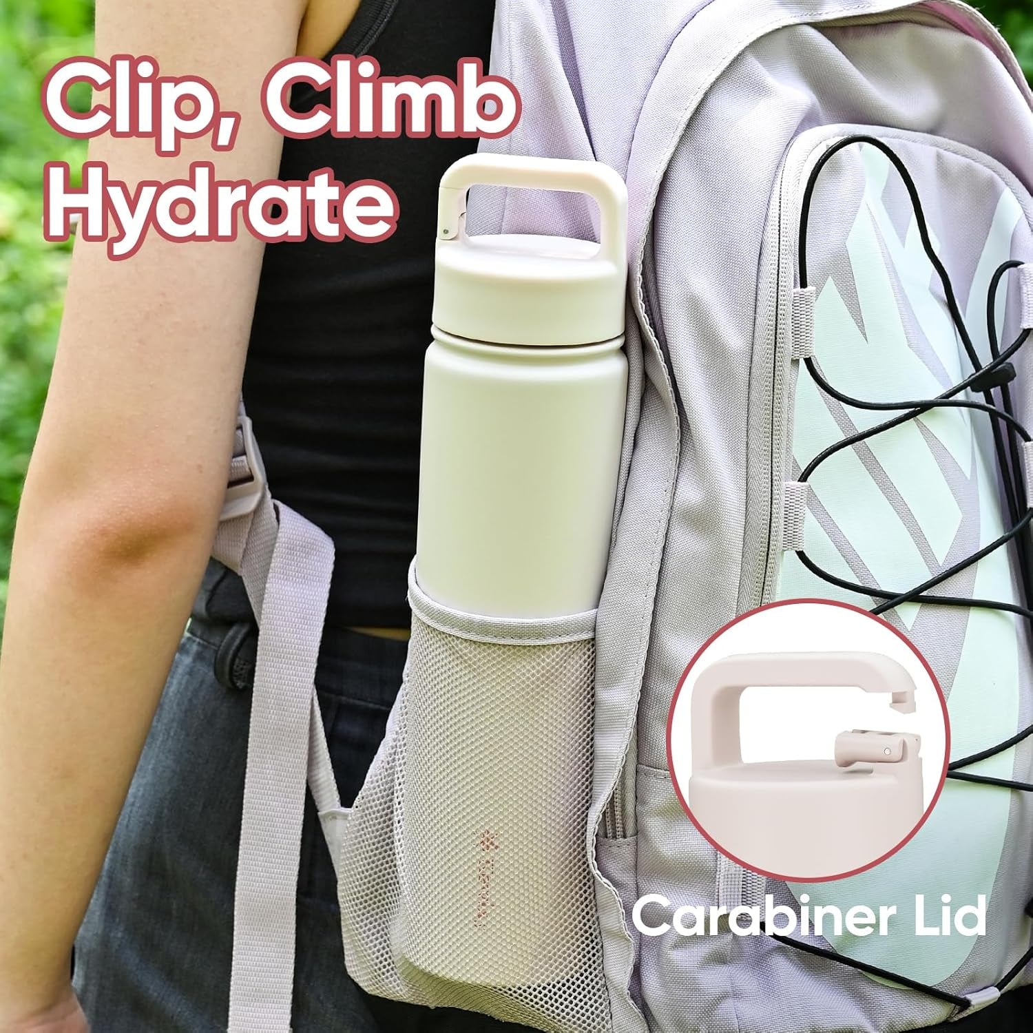 24 oz Stainless Steel Insulated Water Bottle with 2-in-1 Lid, Straw & Spout, Leak-Proof Design, Keeps Cold, Reusable with Handle for Travel, Gym, and School - Pale Pink