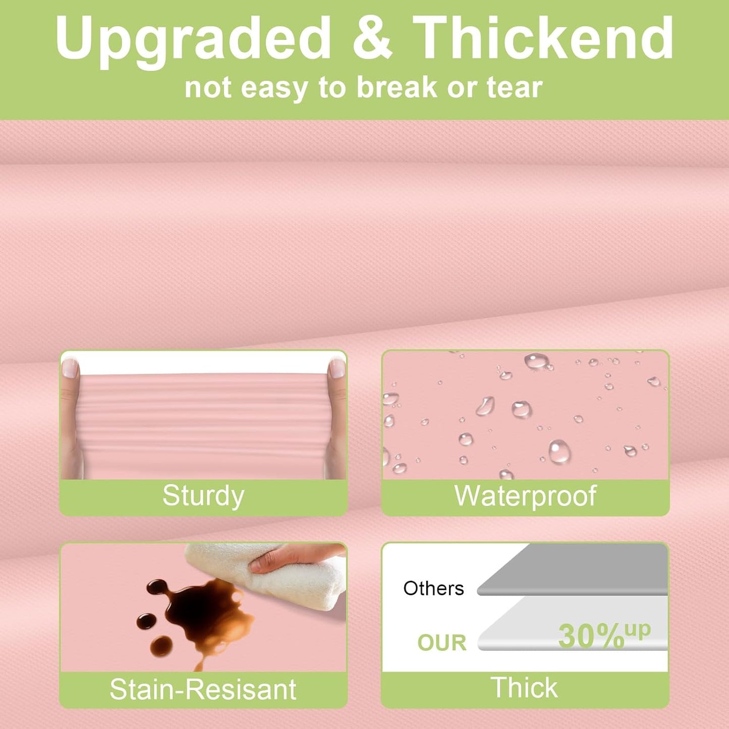 Plastic Table Cloth Disposable 2 Pack, 54 X 108 Inch Tablecloths for Rectangle Tables, Blush Pink Plastic Table Cover