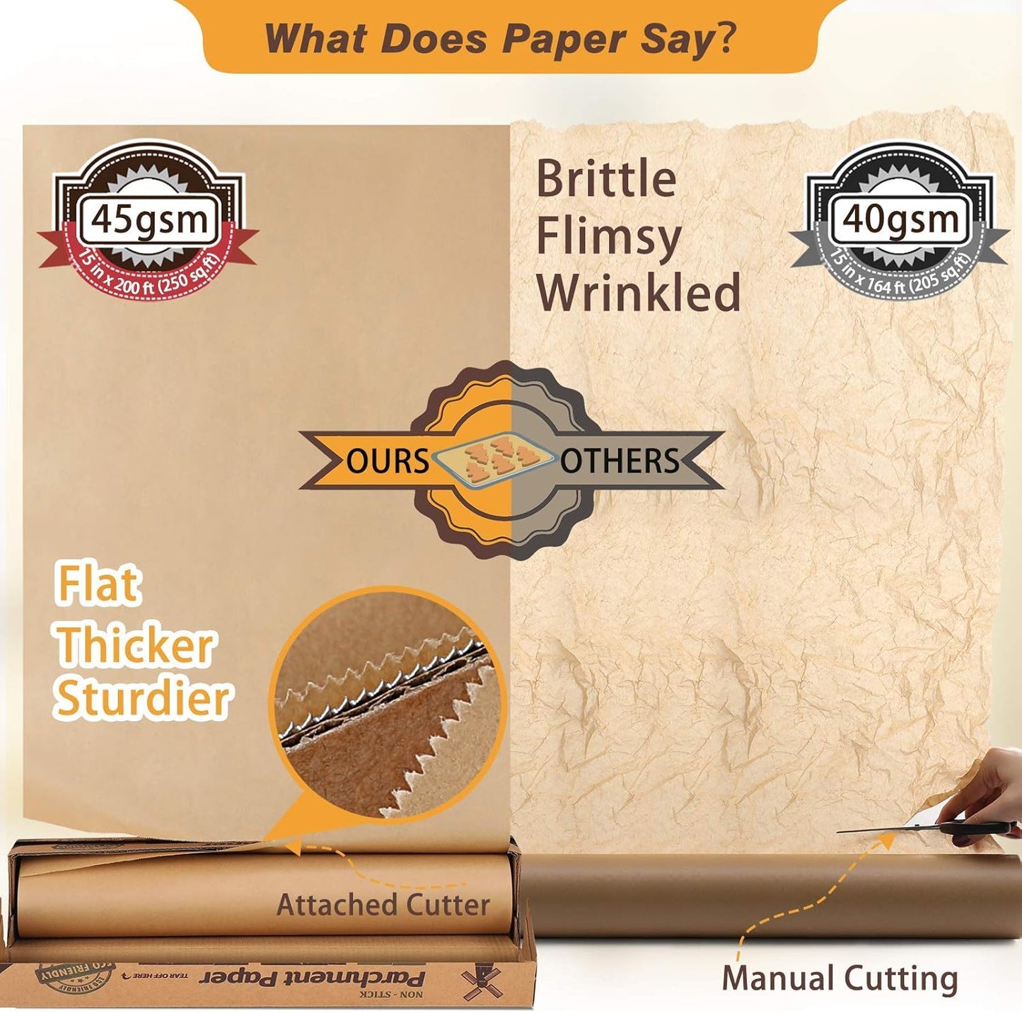 Unbleached 15 X 200 Ft Parchment Baking Paper Roll - 250 Sq.Ft for Baking, Cooking, Grilling, Air Fryer and Steaming