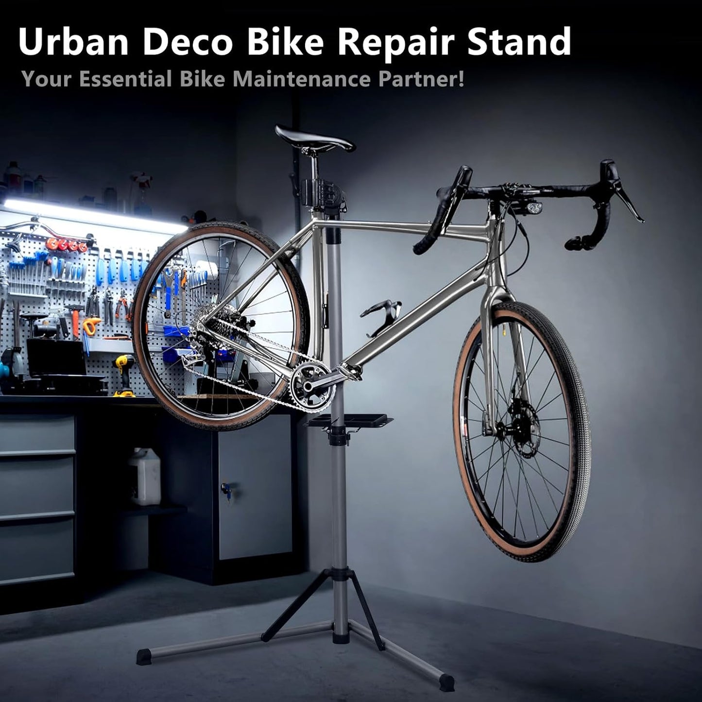 Bike Repair Stand Premium Aluminum Bike Stand for Maintenance, 68Lbs Capacity, Height-Adjustable, 360° Rotatable Clamp, Tool Tray Included