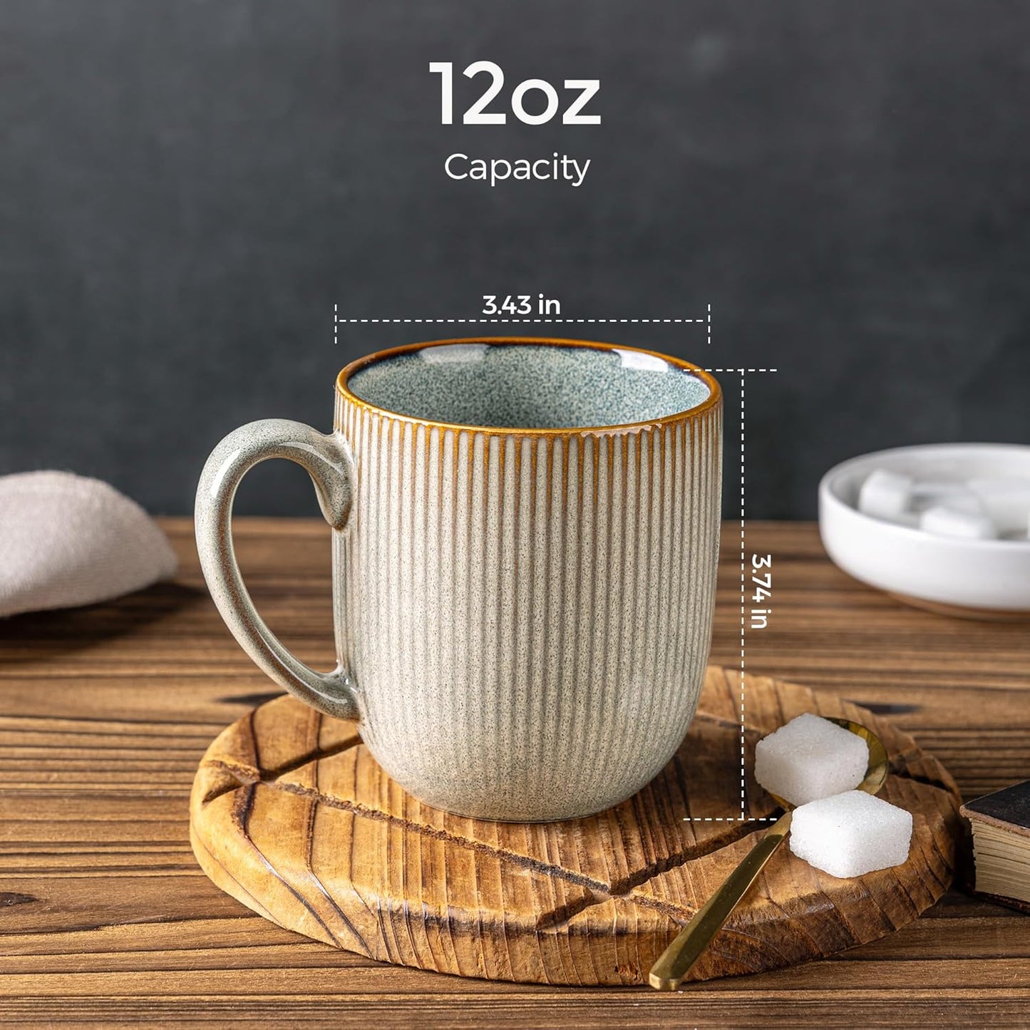 Set of 6 Handmade Ceramic Coffee Mugs, 12oz with Gradient Color, Ideal for Latte, Tea, Beer, and Hot Cocoa, Dishwasher and Microwave Safe