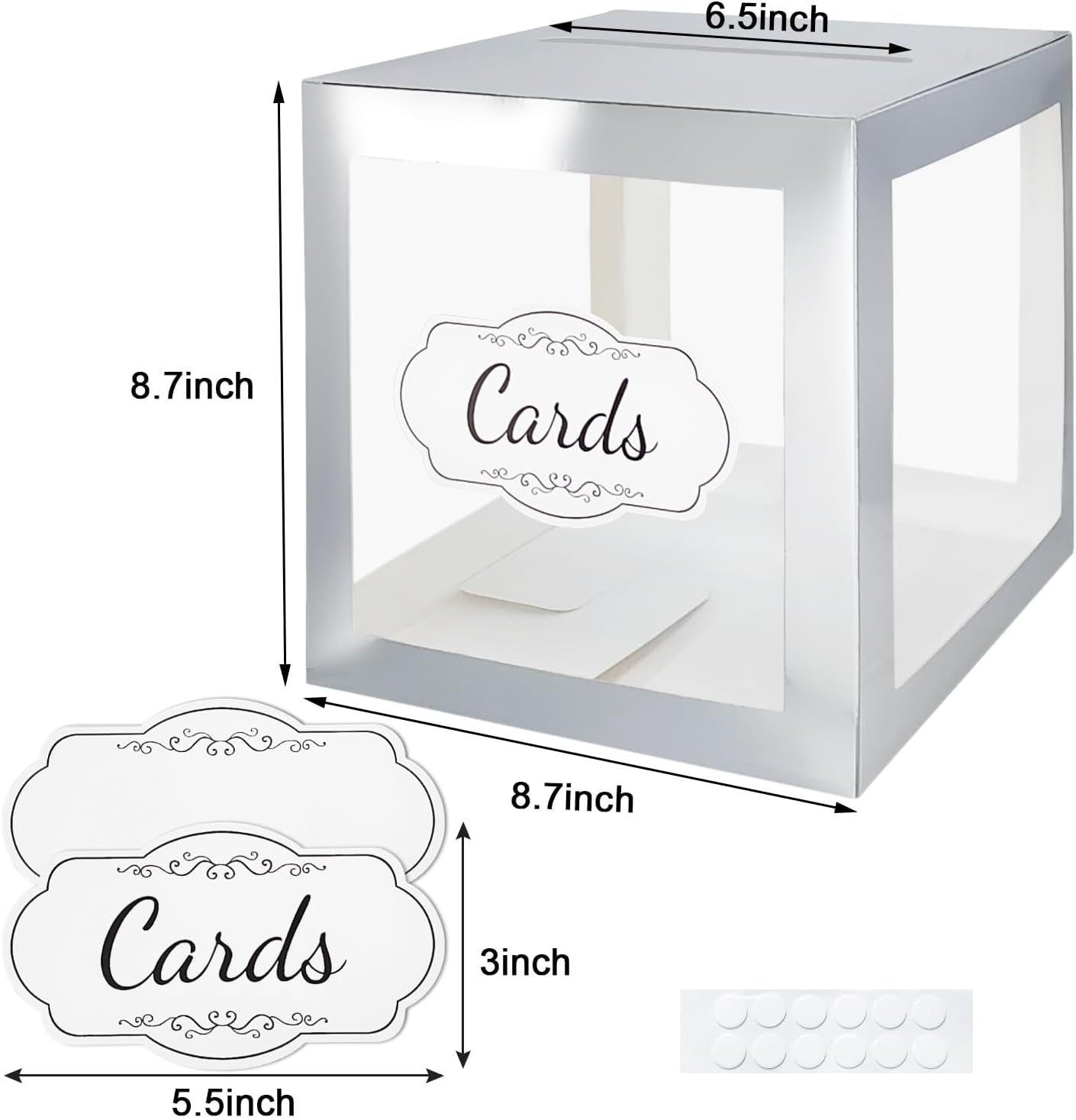 Wedding Card Box for Reception, Transparent with Silver Border Money Box for Wedding, Baby Showers, Wishing Well Party, Birthdays, Retirements, Open Houses, Anniversaries(Clear Silver)