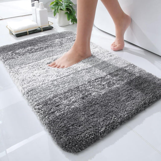 Bathroom Rugs Mat 24X16, Extra Soft Absorbent Microfiber Bath Rugs, Rubber Backing, Quick Dry, Machine Washable Bath Mats for Bathroom Floor, Tub and Shower, Home Decor Accessories, Grey