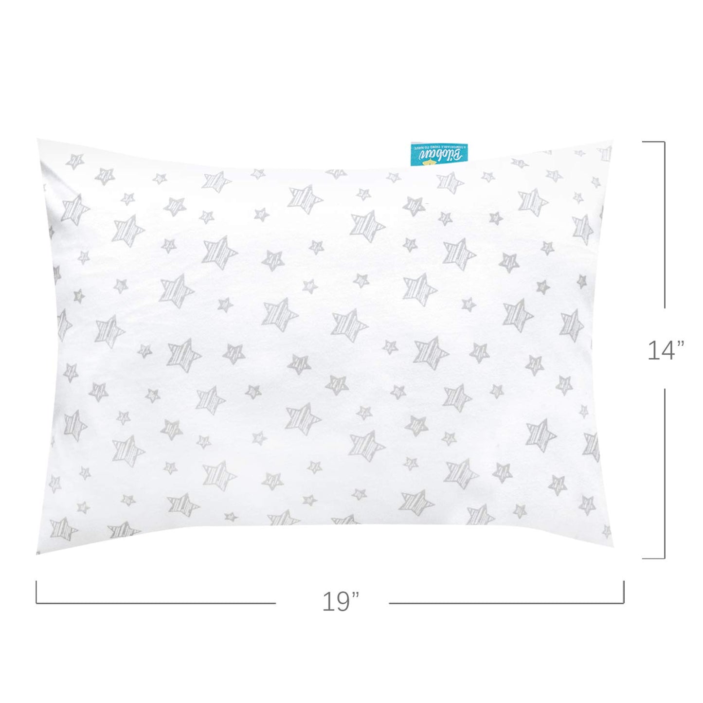 Organic Cotton Toddler Pillowcase for 13 X 18 or 14 X 19 Inches Pillow, (Pillowcase Only) 2 Pack Kids Pillowcase for Sleeping, Envelope Travel Pillow Case for Girl Boy, Gray Heart & White Star