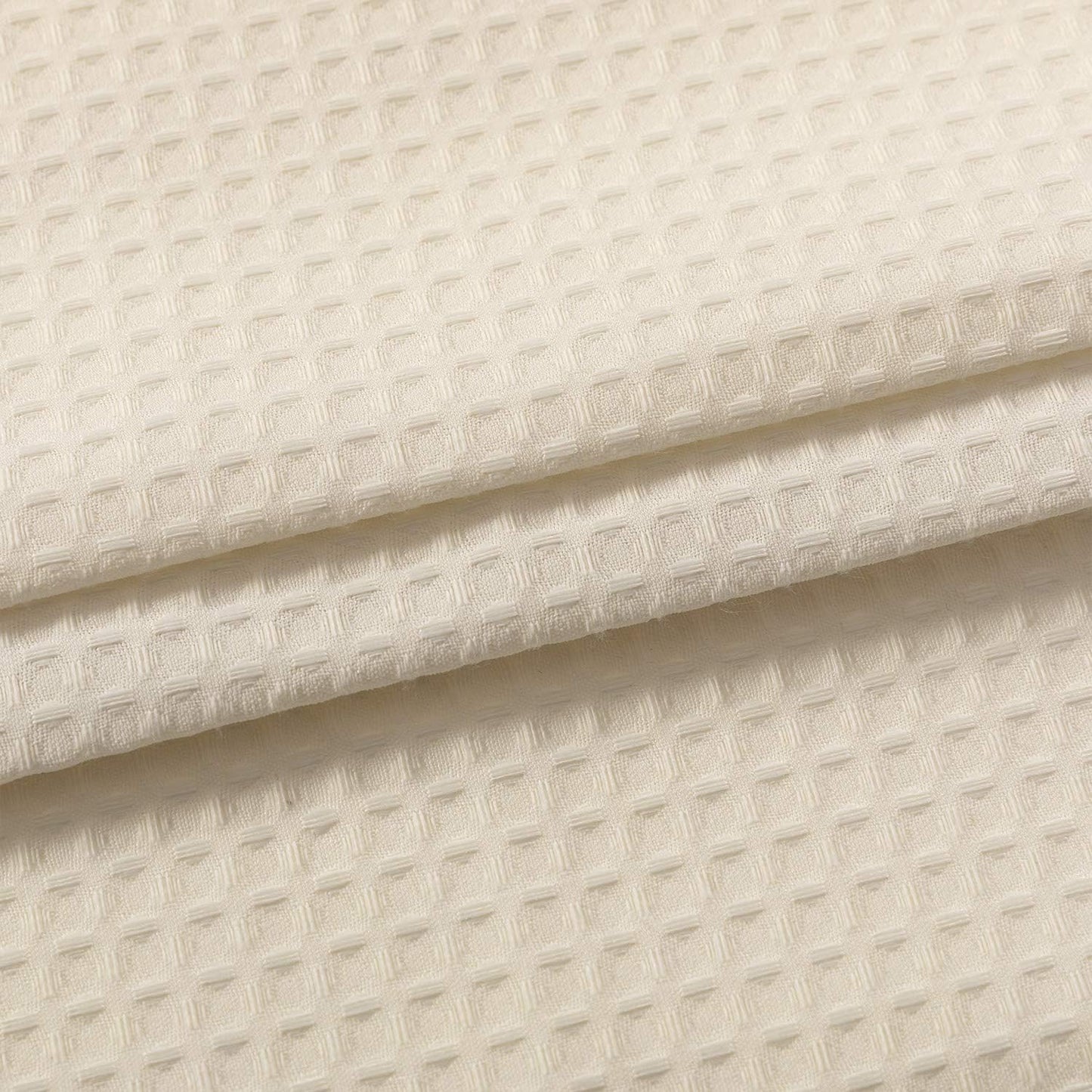 Waffle Weave Half Window Tier Curtains: RV Curtain with 24 Inch Short Length for Small Window in Kitchen & Bathroom, Waterproof and Washable - Cream, W36 Inch X L24 Inch for Each Panel, Set of 2