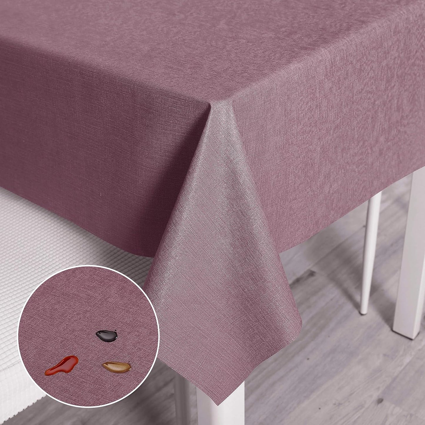 Vinyl Tablecloth for Picnic Camping Outdoor, 100% Waterproof Oil-Proof Spill-Proof PVC Table Cloth, Wipeable Thick Square Tablecloth Cover (54 X 54 Inch, Sea Pink)