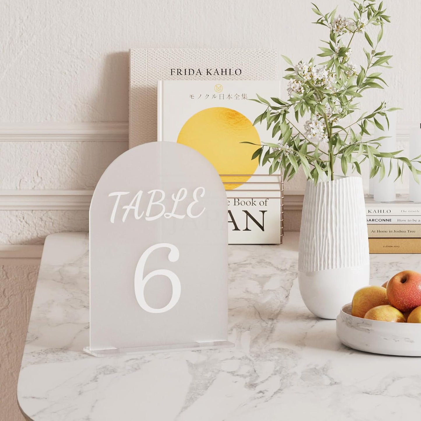 Table Numbers Wedding Seating Chart 5X7Inch Acrylic Table Number Holders Wedding Decorations for Reception Perfect for Decoration, Party, Anniversary, Event (Matte White, 1-15)