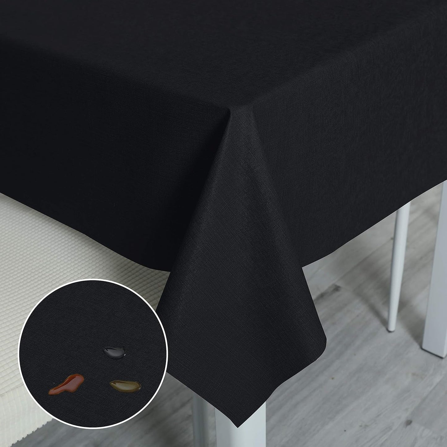 Vinyl Tablecloth for Picnic Camping Outdoor, 100% Waterproof Oil-Proof Spill-Proof PVC Table Cloth, Wipeable Thick Square Tablecloth Cover (54 X 54 Inch, Grey Blue)