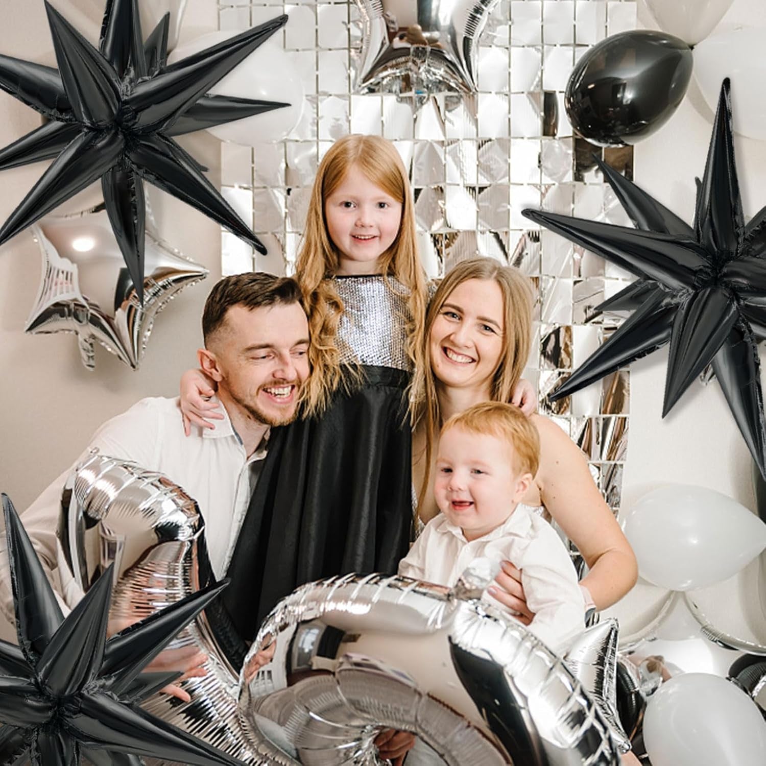 Star Balloons 60Pcs Black Balloon 12 Spike Foil Balloons Explosion Mylar Cone Balloon Magic Party Decorations Backdrops for Halloween Graduation Birthday Wedding Anniversary Retirement