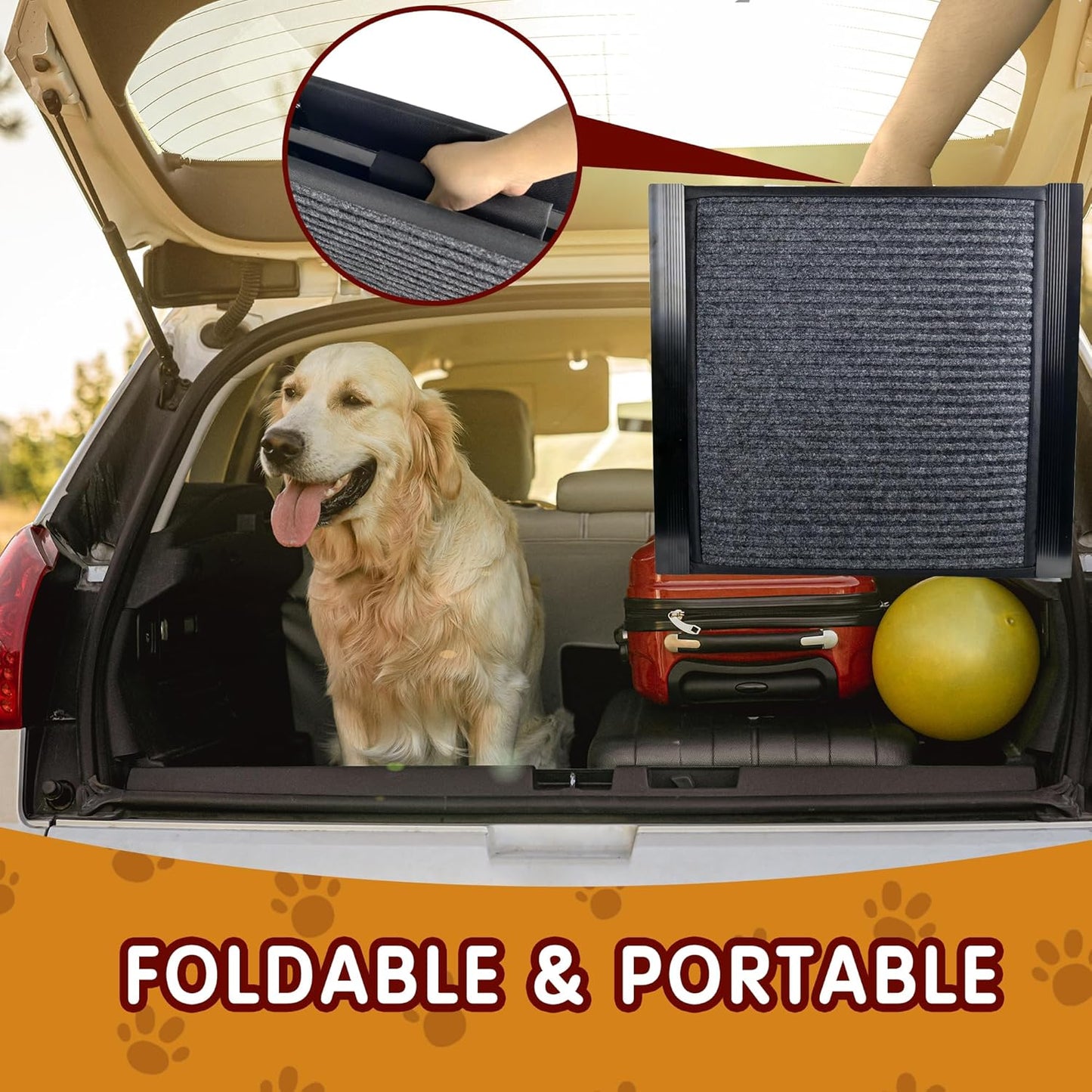 Premium Foldable Dog Ramp for Cars - 67" x 20" Extra Wide Non-Slip Ramp for Large Dogs, Ideal for SUVs and Trucks