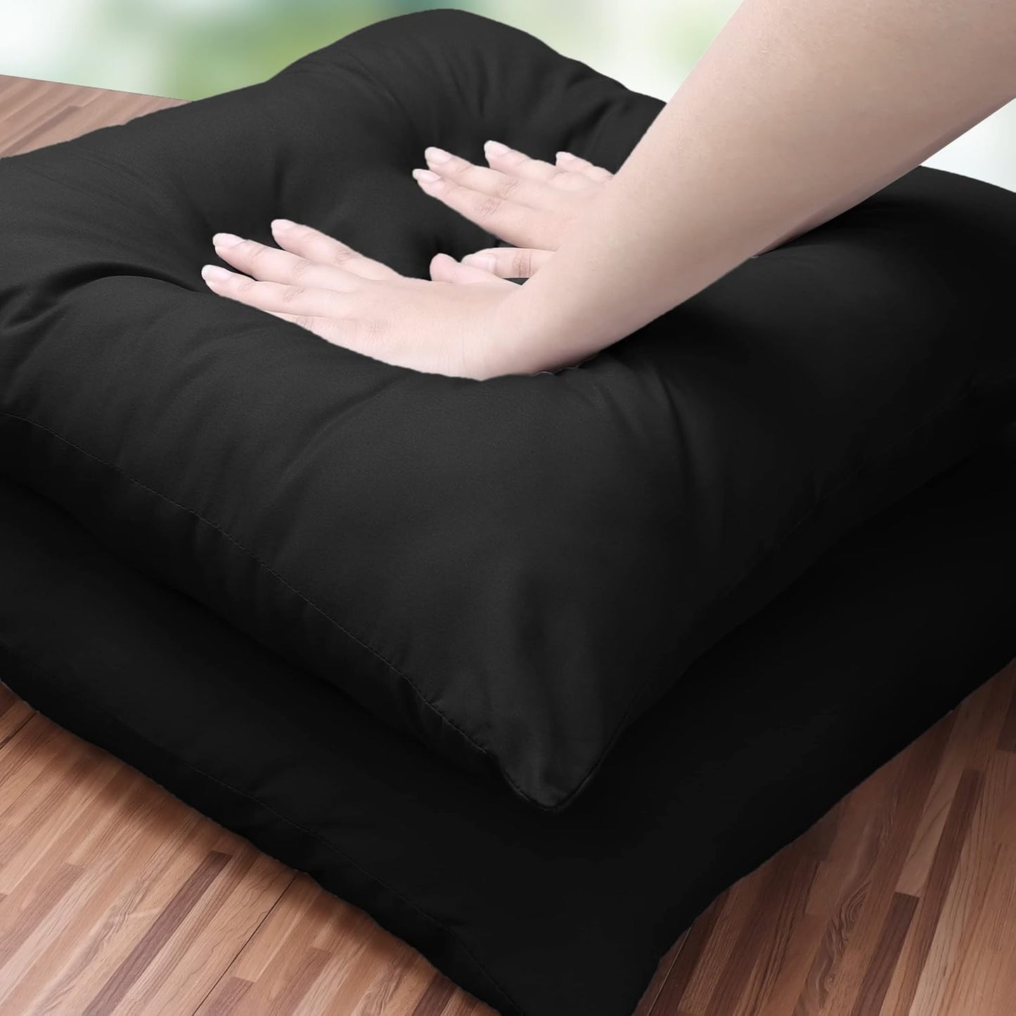 Throw Pillows Insert (Pack of 2, Black) - 18 X 18 Inches Bed and Couch Pillows - Indoor Decorative Pillow