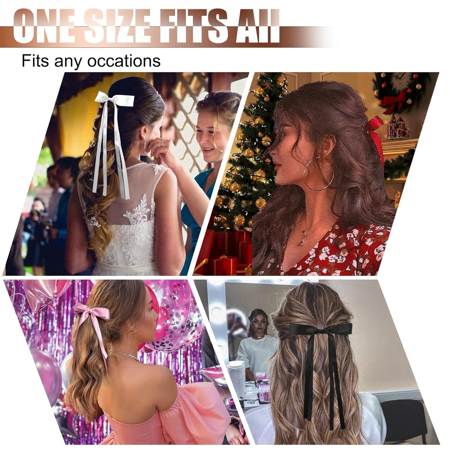 Hair Bows for Women,10 PCS Large Bow Hair Clips Tassel Ribbon Bowknot with Long Tail,Ribbon Hair Bows Barrettes for Thick Thin Hair,Nonslip Hair Accessories Christmas Birthday Gifts