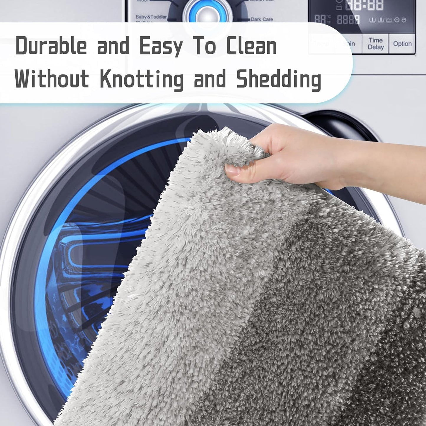 Bathroom Rugs Mat, Luxury Soft Comfortable Plush Absorbent Microfiber Bath Rugs, Extra Thick Non Slip Shaggy Shower Rug, Machine Wash, Bath Carpet for Bathroom Floor, Tub, 24"X17", Brown Gray