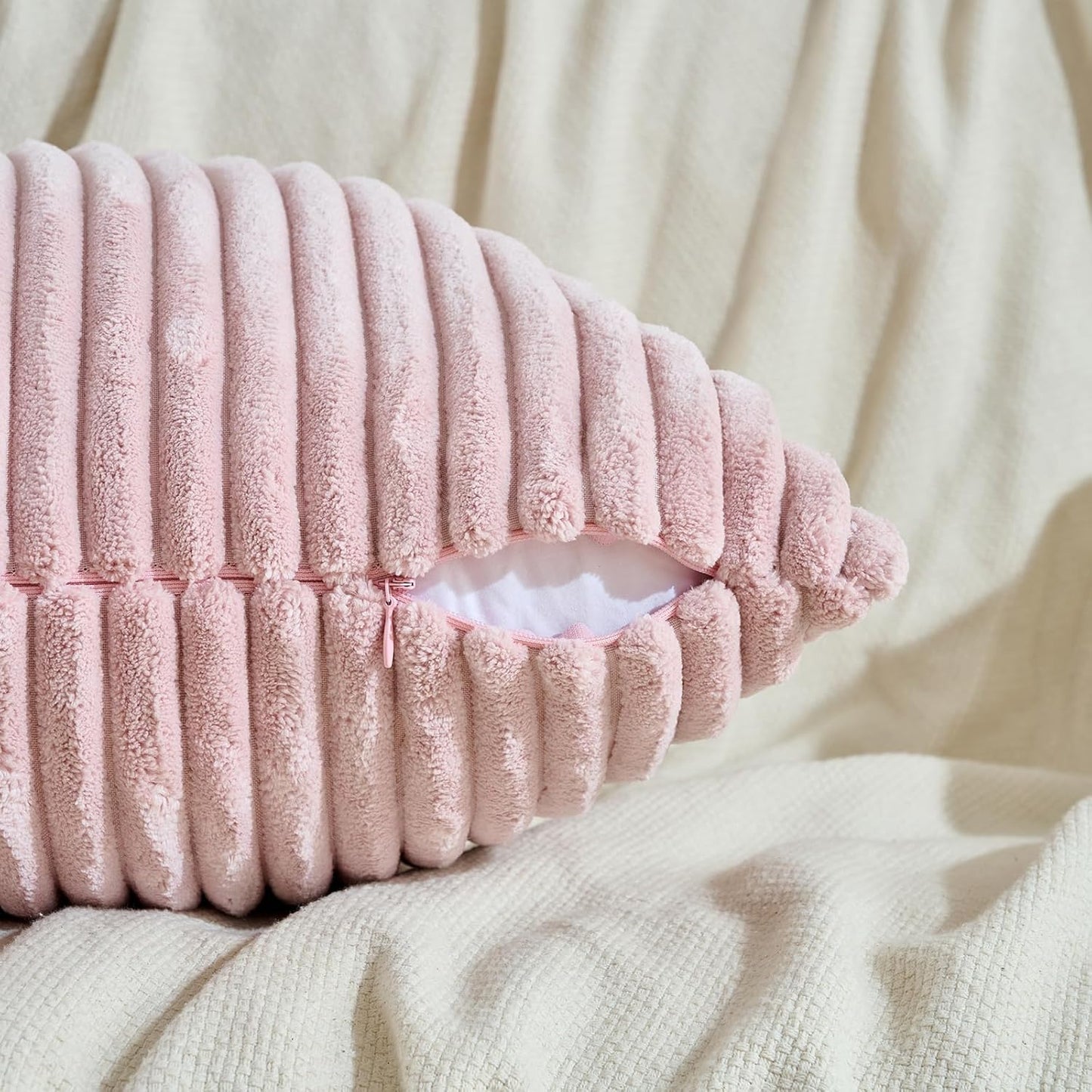 Set of 2 Blush Pink Boho Decorative Throw Pillow Covers 16X16 Inch for Couch Bed Sofa, Aesthetic Modern Bohemian Room Decor, Soft Fuzzy Fluffy Cozy Corduroy Textured Cushion Case 40X40Cm