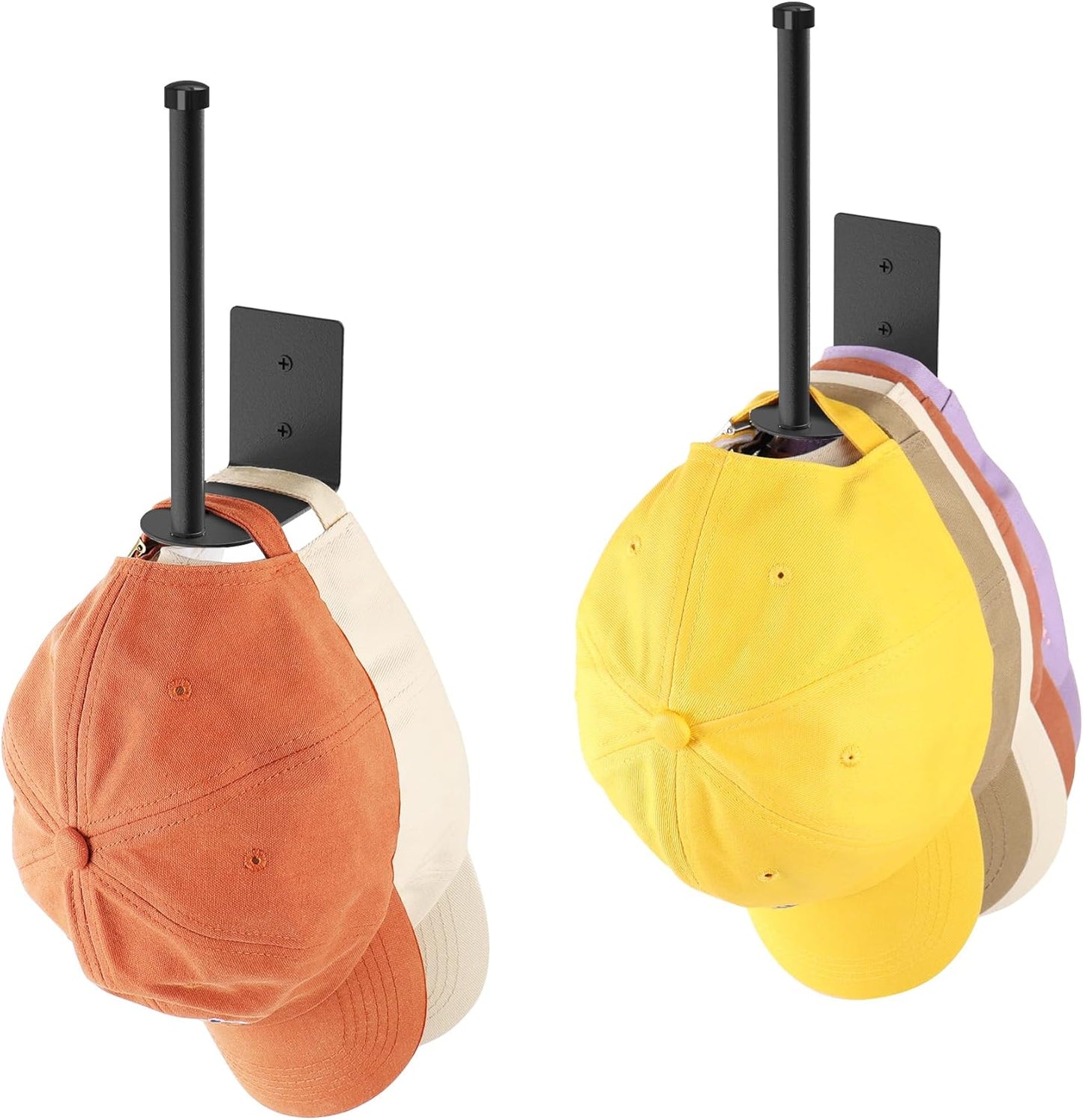 Bundle of  2 Pack Stainless Steel Hat Rack & 2 Pack Longer Metal Hat Rack