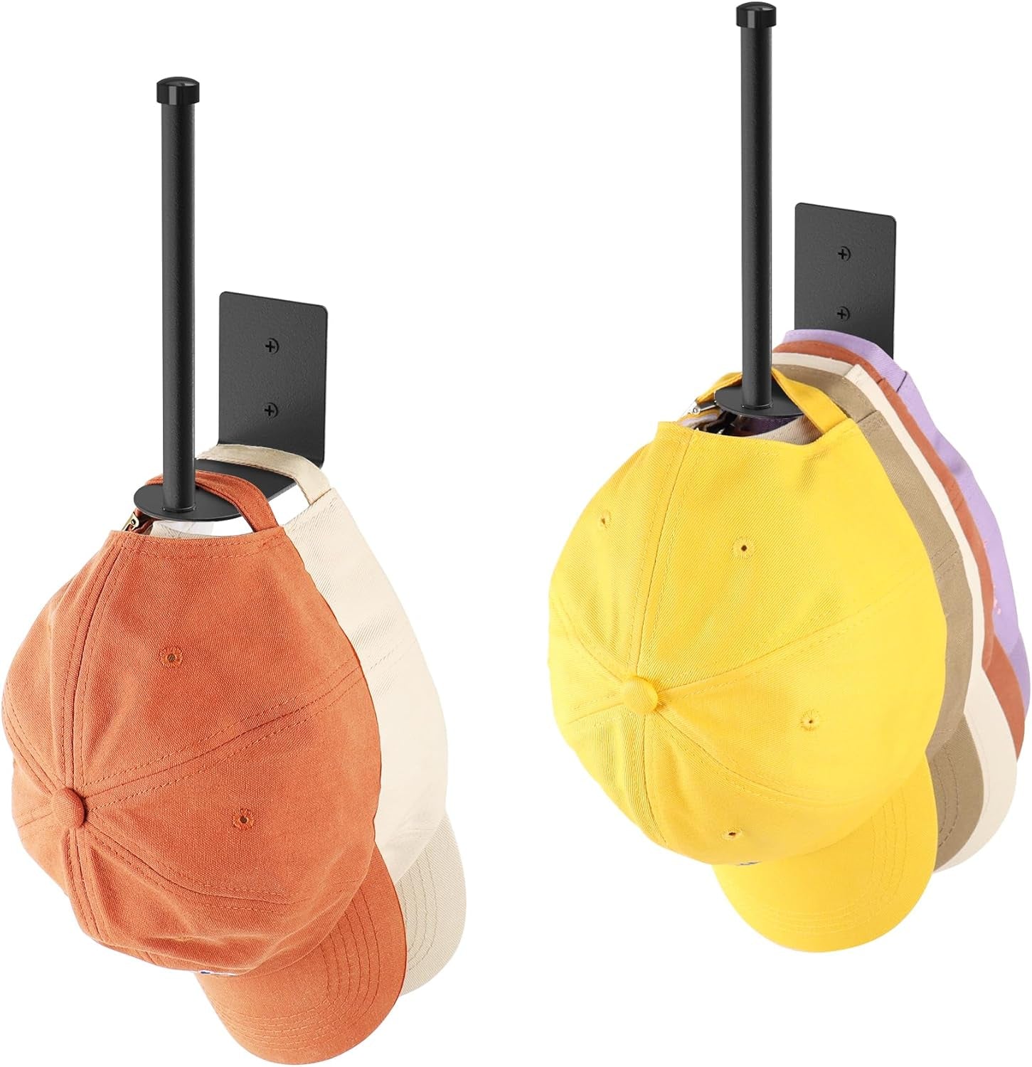 Bundle of  2 Pack Stainless Steel Hat Rack & 2 Pack Longer Metal Hat Rack