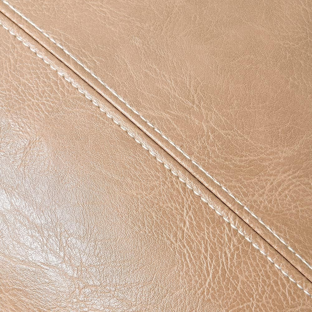Tan Lumbar Waterproof Faux Leather Decorative Throw Pillow Covers 12X20 Inch for Living Room Couch Bed, Beige Hand Stitched Cushion Case 30X50 Cm, Taupe Modern Farmhouse Home Décor