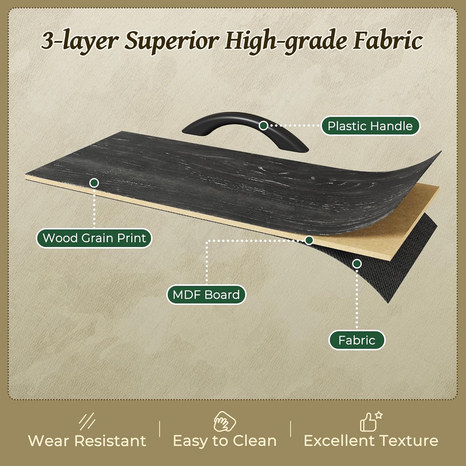 Elegant Charcoal Black Wood Grain Dresser and TV Stand Combo with 7 Drawers, Suitable for 43 to 60 Inch TVs