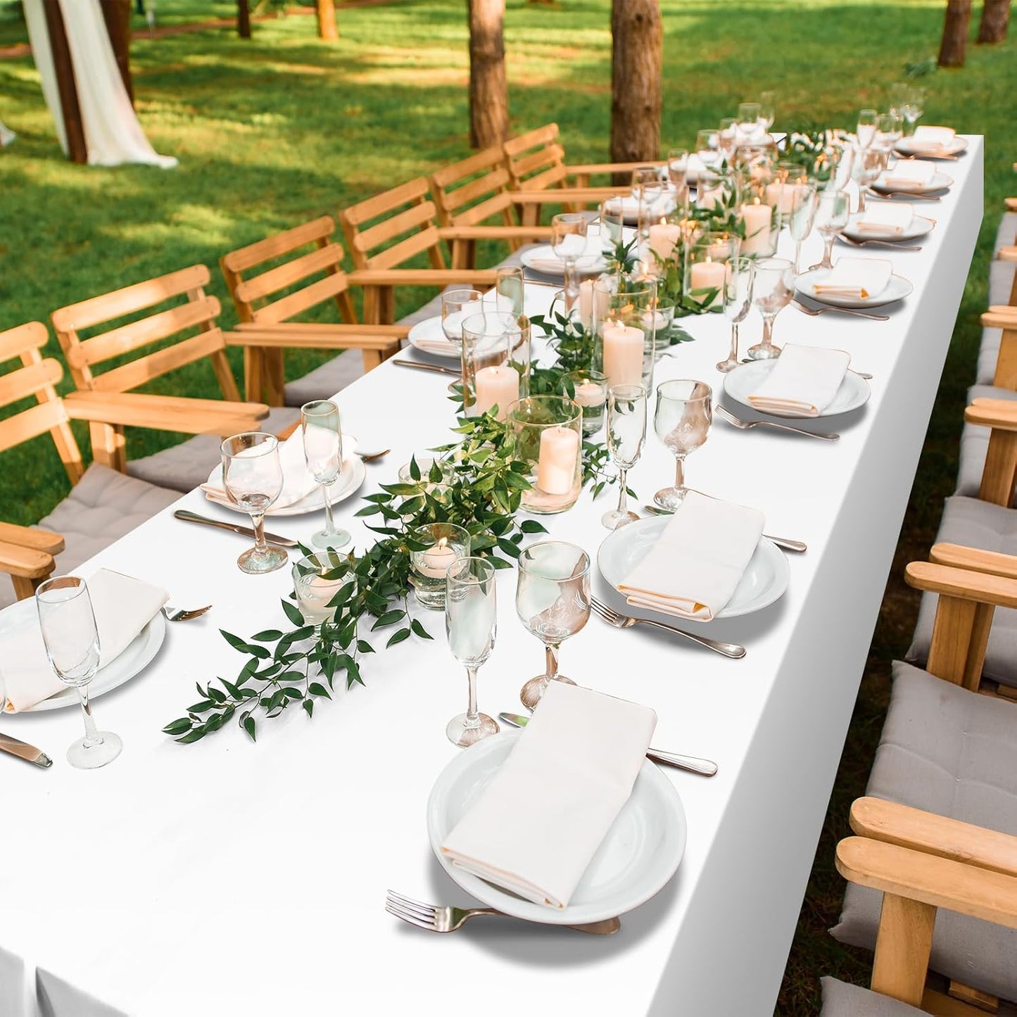 54 Inch×300 Feet White Tablecloth Roll Disposable Rectangle White Table Cloth Roll Plastic Table Covers with Slide Cutter for Birthday Weddings Baby Showers Party Decorations