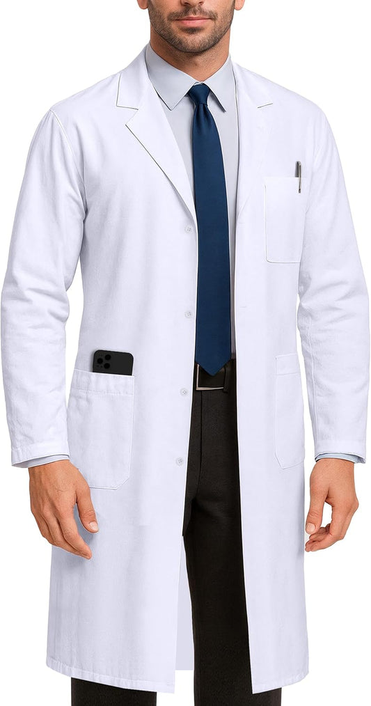 Professional Lab Coat for Men Long Sleeve Medical Coat