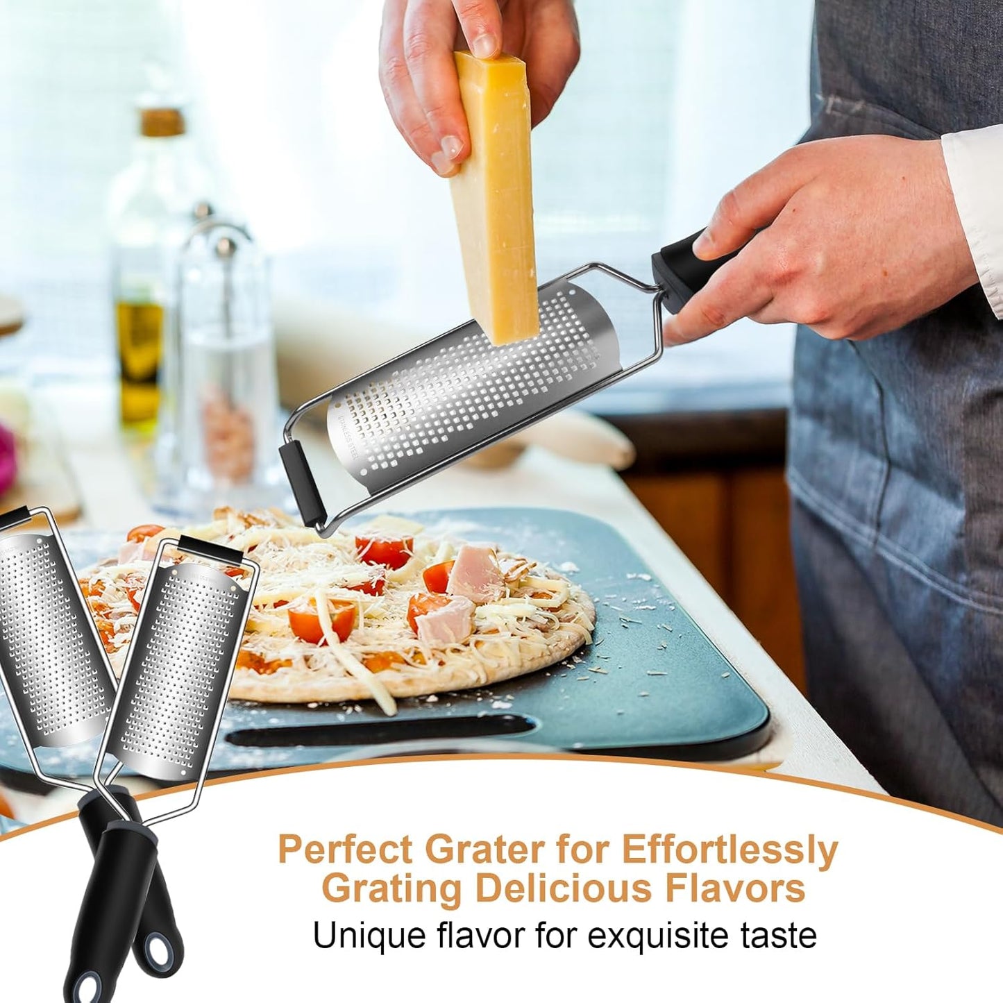 Cheese Zester Grater Handheld with Handle-Lemon Citrus Zester Tool Graters for Kitchen Stainless Steel Salad Spinner Cake Decorating Supplies,Perfect Kitchen Gadgets Zucchini Nutmeg Ginger Peeler