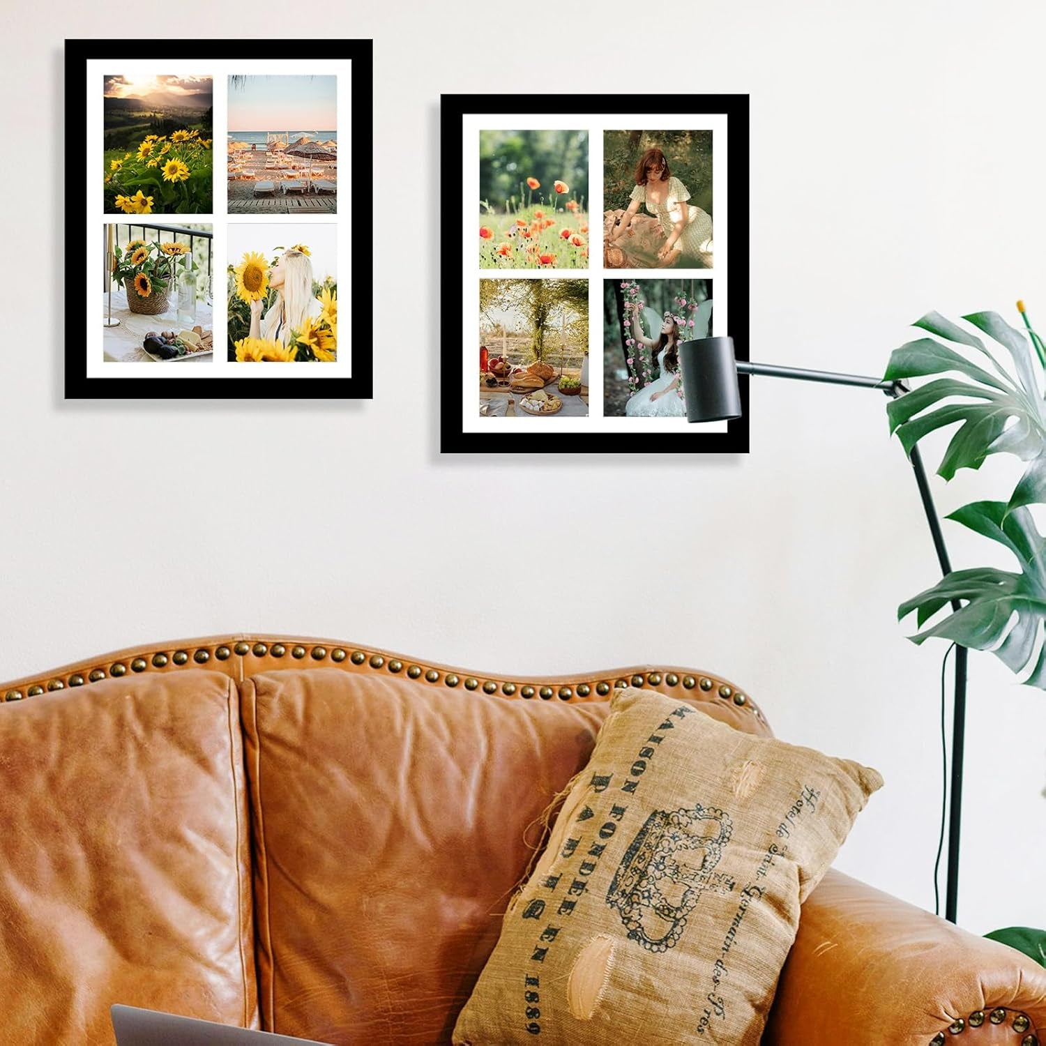12X16 Picture Frame, 5X7 Collage Frame, Display 4 Pcs 5X7 Photos or 12X16 Picture, Four Opening Collage for Wall Hanging, Lightweight Multi Frame, Black