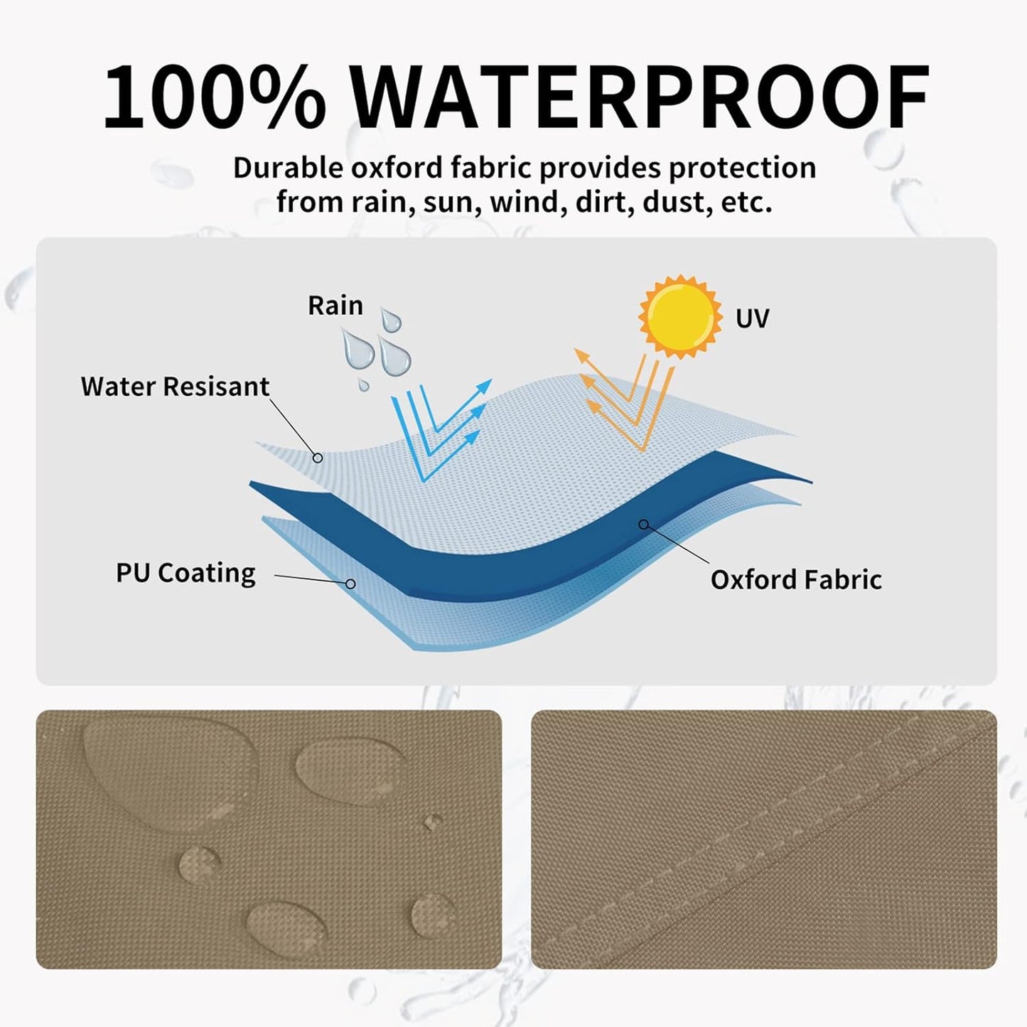 Patio Heater Cover with Zipper and Storage Bag, Waterproof Outdoor Heater Cover Dustproof, Uv-Resisant, Wind-Resistant (89" H X 33" D X 19" B, Camel)