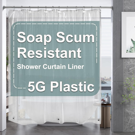 Clear Shower Curtain, 72X72 Plastic Shower Curtain, PEVA Waterproof Shower Curtain, Medium Weight Shower Curtains for Bathroom with 3 Weighted Magnets and 12 Rustproof Grommet Holes