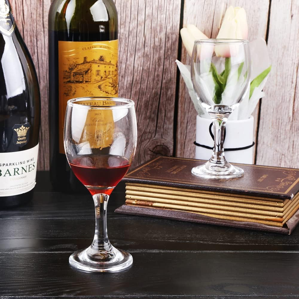HEIGHT 5.6 Inches 120ML 4 Ounce - Set of 24 Classic Small Red Wine Glasses Durable Clear White Lead-Free Glass Cup for Party (Glass, 24Pcs4Oz)