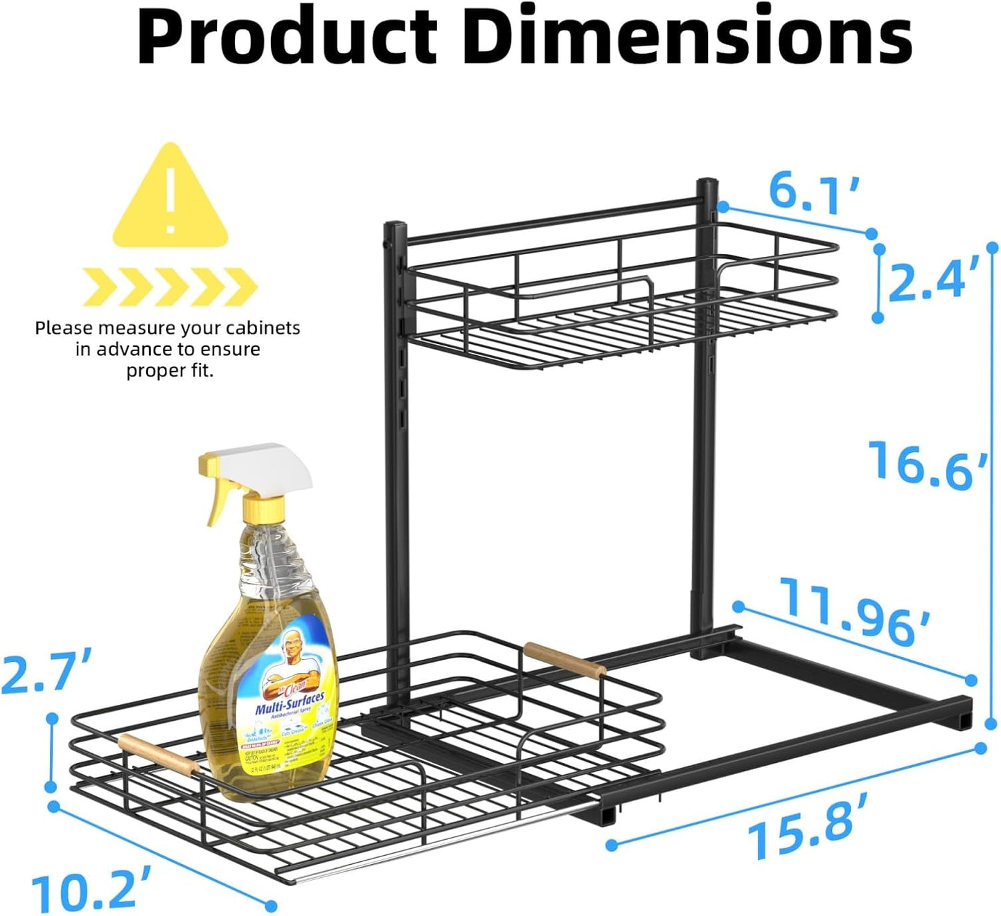 under Sink Organizer, Height Adjustable under Sink Organizers and Storage, Slide Out under Sink Storage Shelf for Kitchen Bathroom Pantry Cabinet