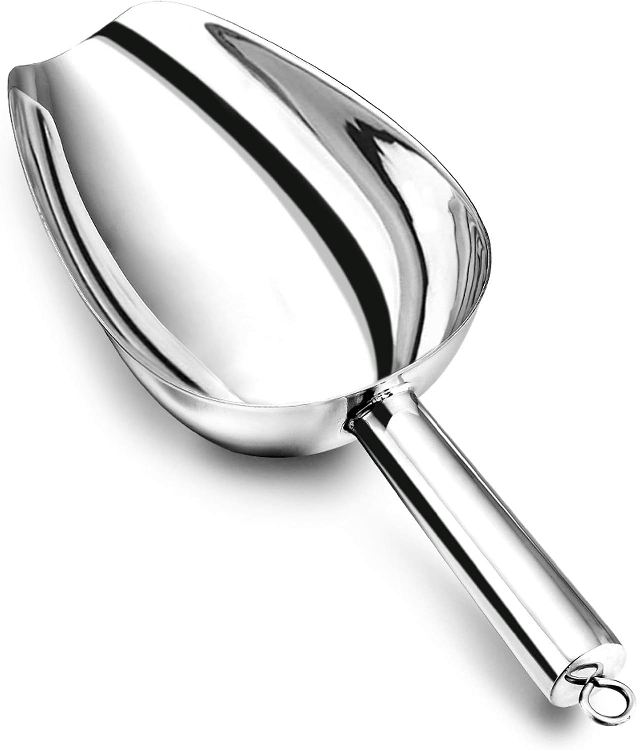 Food Ice Scoop, Stainless Steel Scoop, Metal Candy Popcorn Flour Utility Scooper for Wedding Party Bar Kitchen Bath, Heavy Duty & Dishwasher Safe, (24Oz, 1Pc)