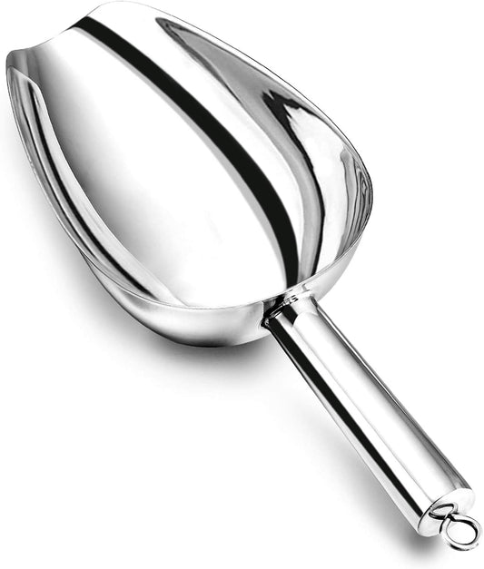 Food Ice Scoop, Stainless Steel Scoop, Metal Candy Popcorn Flour Utility Scooper for Wedding Party Bar Kitchen Bath, Heavy Duty & Dishwasher Safe, (24Oz, 1Pc)