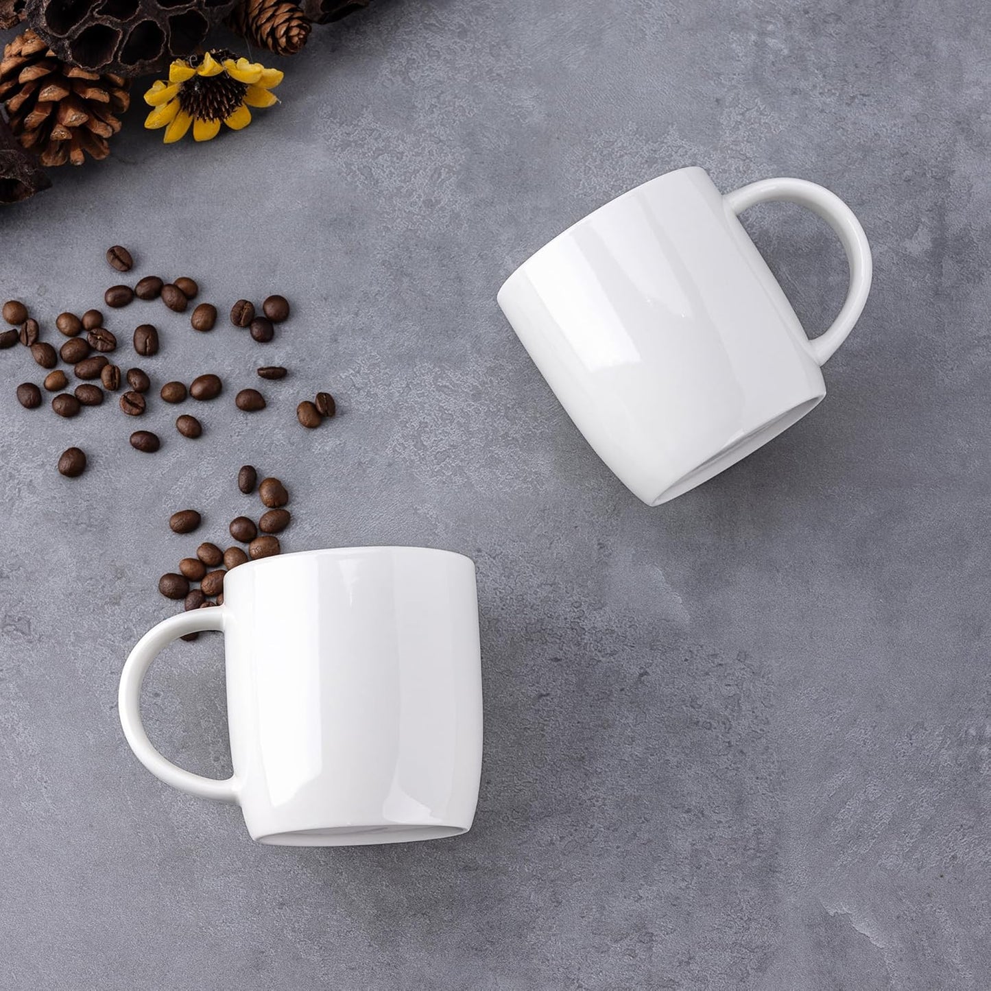 12 oz Ceramic Coffee Mugs Set of 12 with Large Handle - Lightweight, Dishwasher & Microwave Safe for Latte, Cappuccino, Cocoa, and Milk