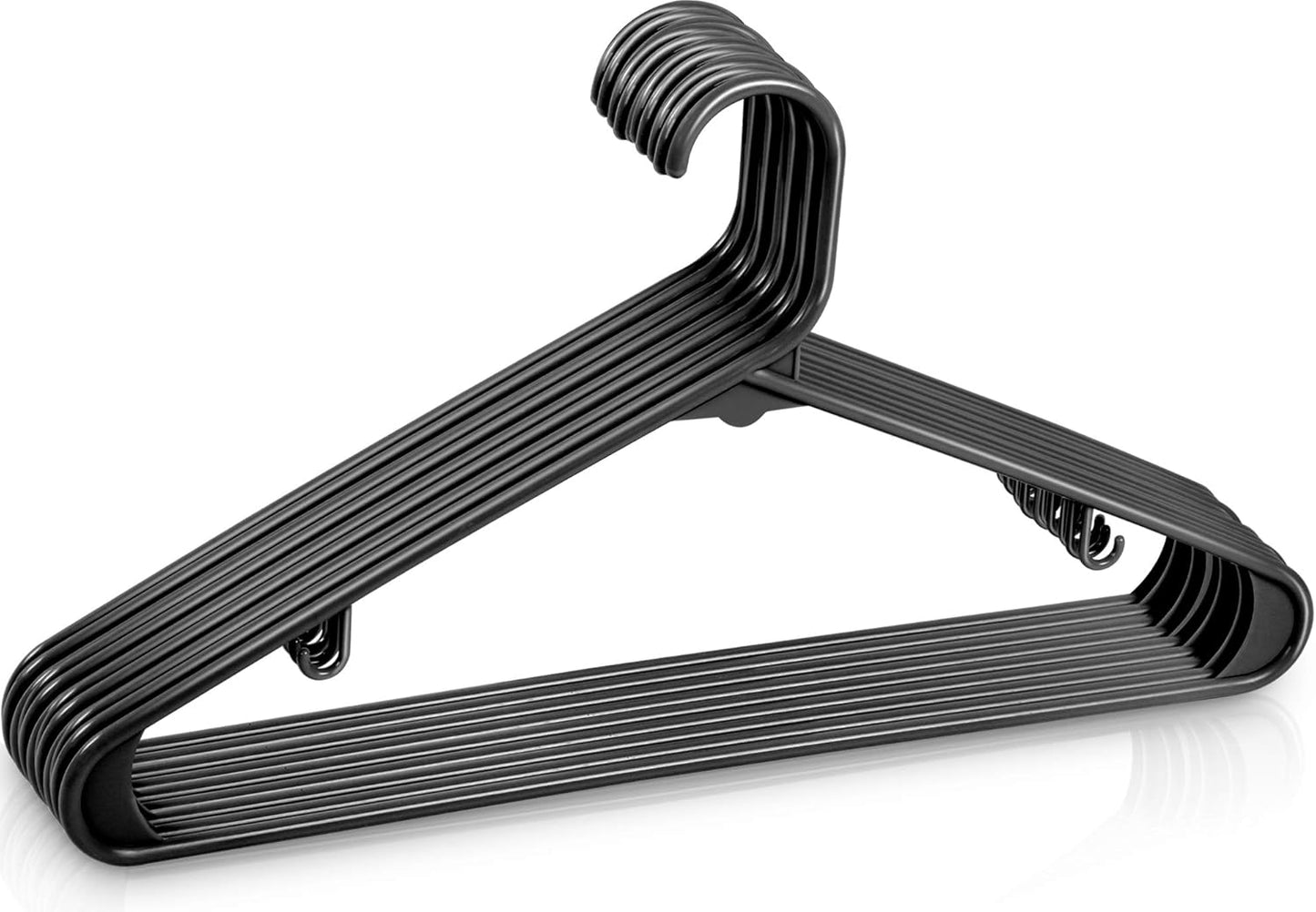Plastic Hangers 50 Pack - Clothes Hanger with Hooks - Durable & Space Saving (Black)