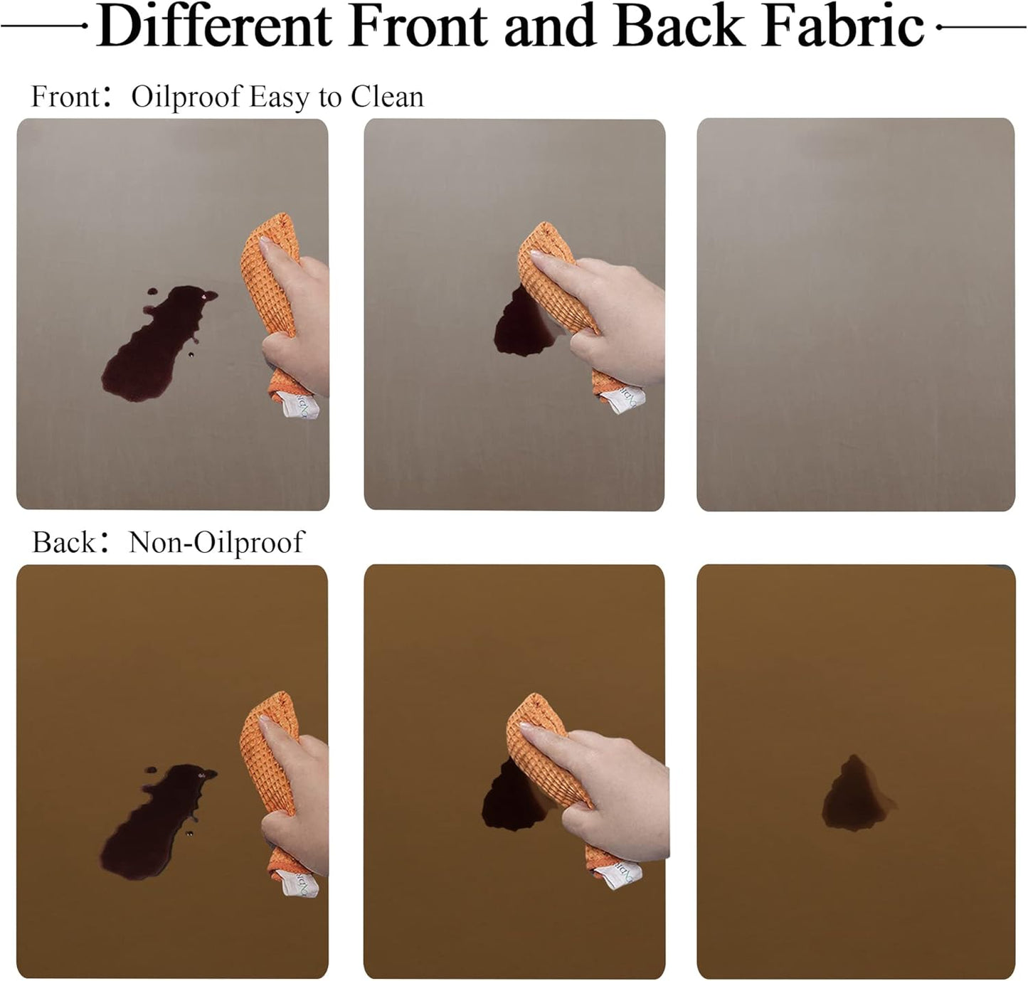 Fitted round Table Cloth, Reversible Waterproof Stain Resistant Elastic Stretch Tablecloth, Wipe Clean Table Cover for Outdoor/Indoor Use, Fits round Tables up to 40" - 44" Diameter, Coffee