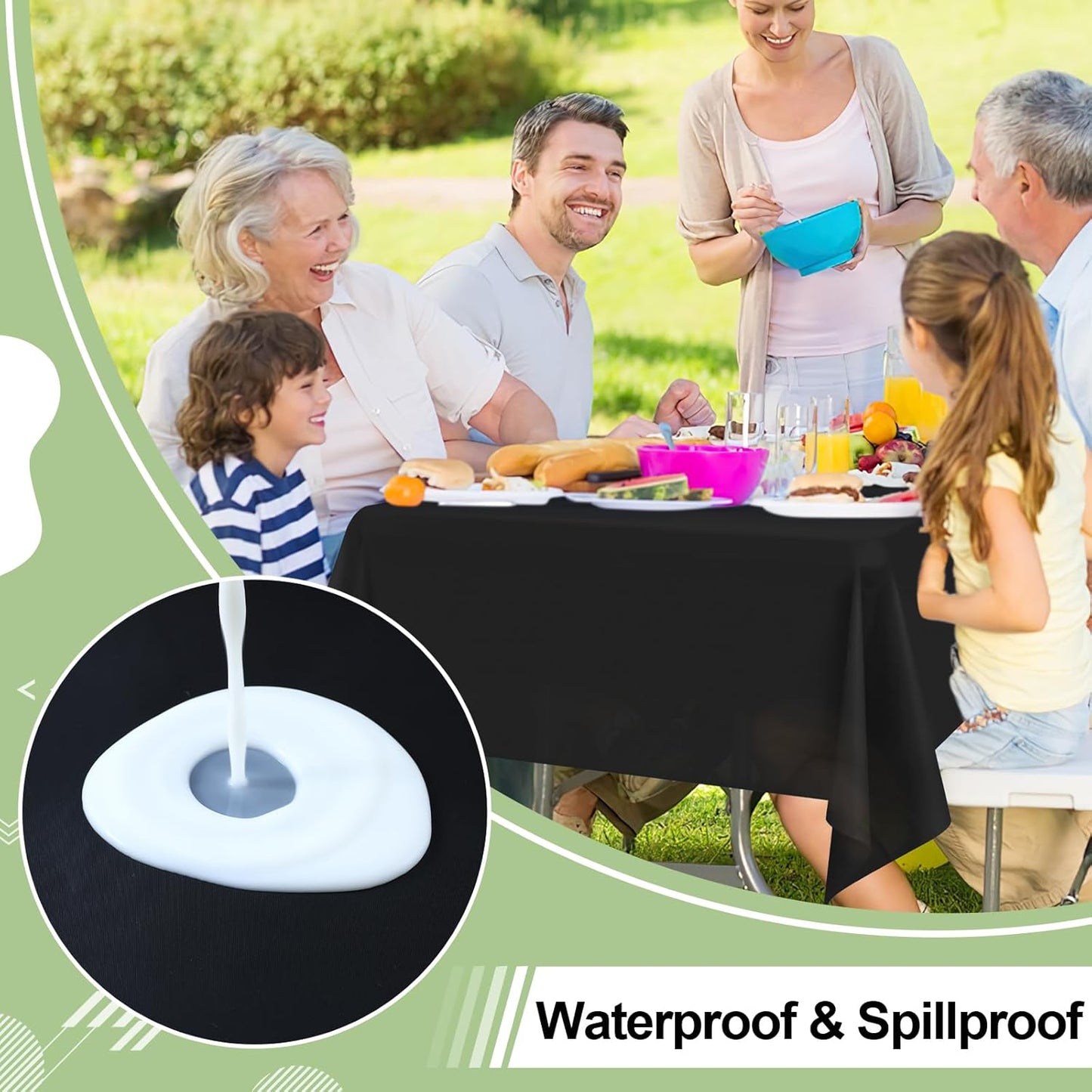 6 Packs Disposable Plastic Table Cloth, 54 X 108 Inch Waterproof Rectangle Tablecloth, Leakproof & Sturdy Decorative Table Covers for Picnic, Party and Outdoor, Black