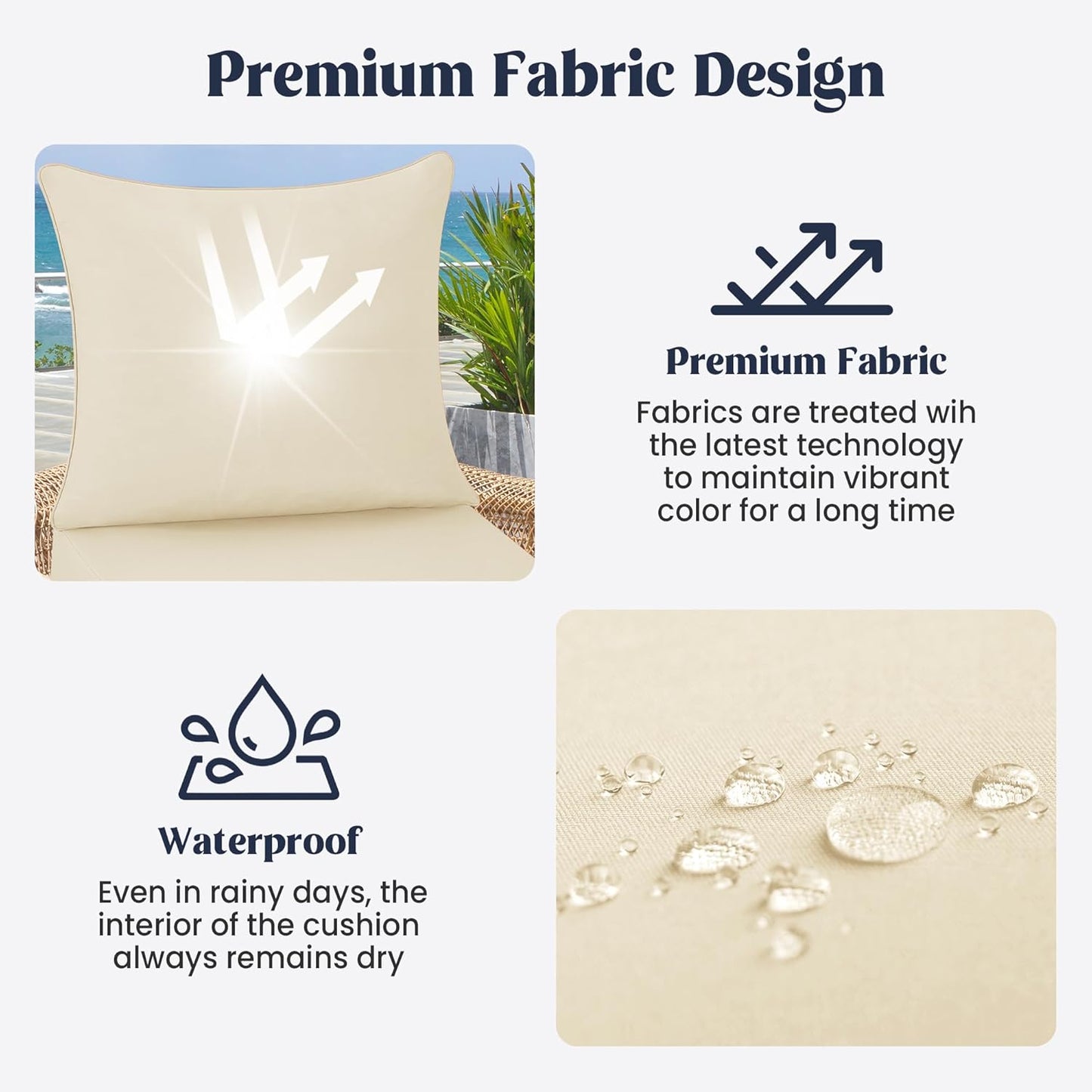 ® Outdoor Seat Cushions 24 X 24 X 5.75 Inch, Waterproof & Fade Resistant Patio Furniture Replacement Cushions with Removable Cover for Chair, Sofa, Couch, Wicker, Beige