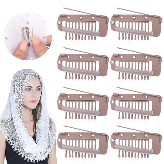 Chunni Clips with Safety Pins,8 PCS Strong Chunni Grip Dupatta Setting Clips Indian for Woman (Rose Gold)